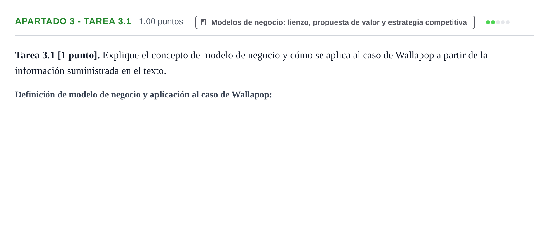 Enunciado: Apartado 3 - Tarea 3.1 · Empresa y Diseño de Modelos de Negocio PAU Cantabria Ordinaria 2026