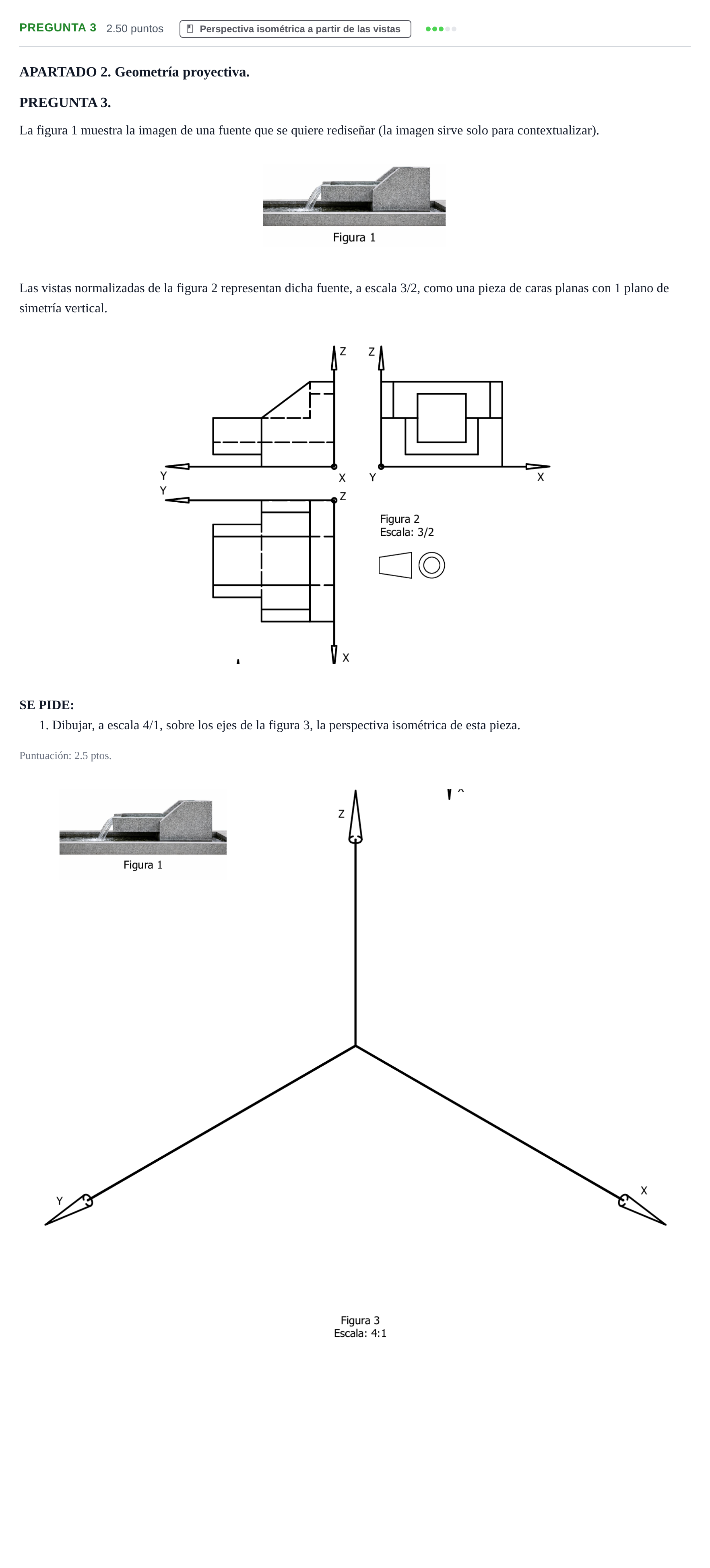 Enunciado: Pregunta 3 · Dibujo técnico II PAU Cantabria Ordinaria 2026