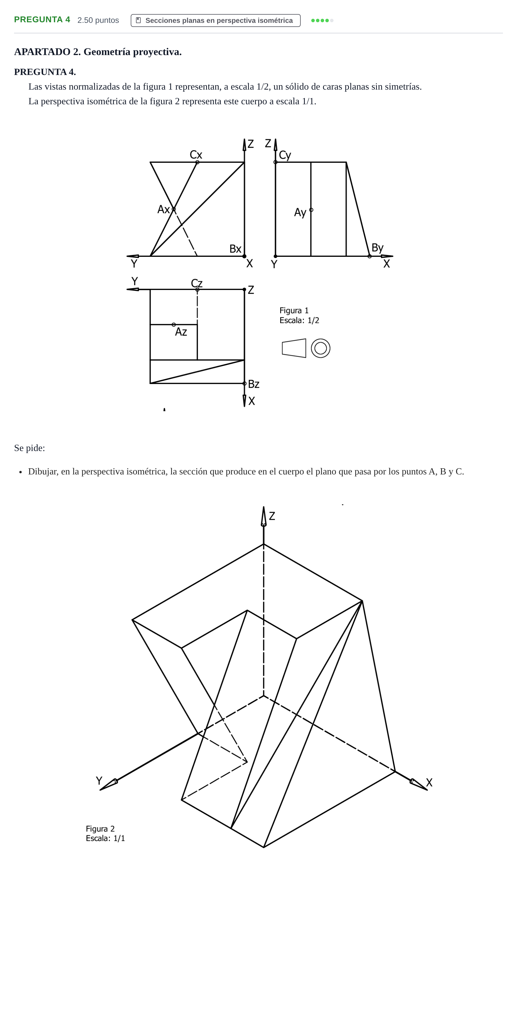 Enunciado: Pregunta 4 · Dibujo técnico II PAU Cantabria Ordinaria 2026