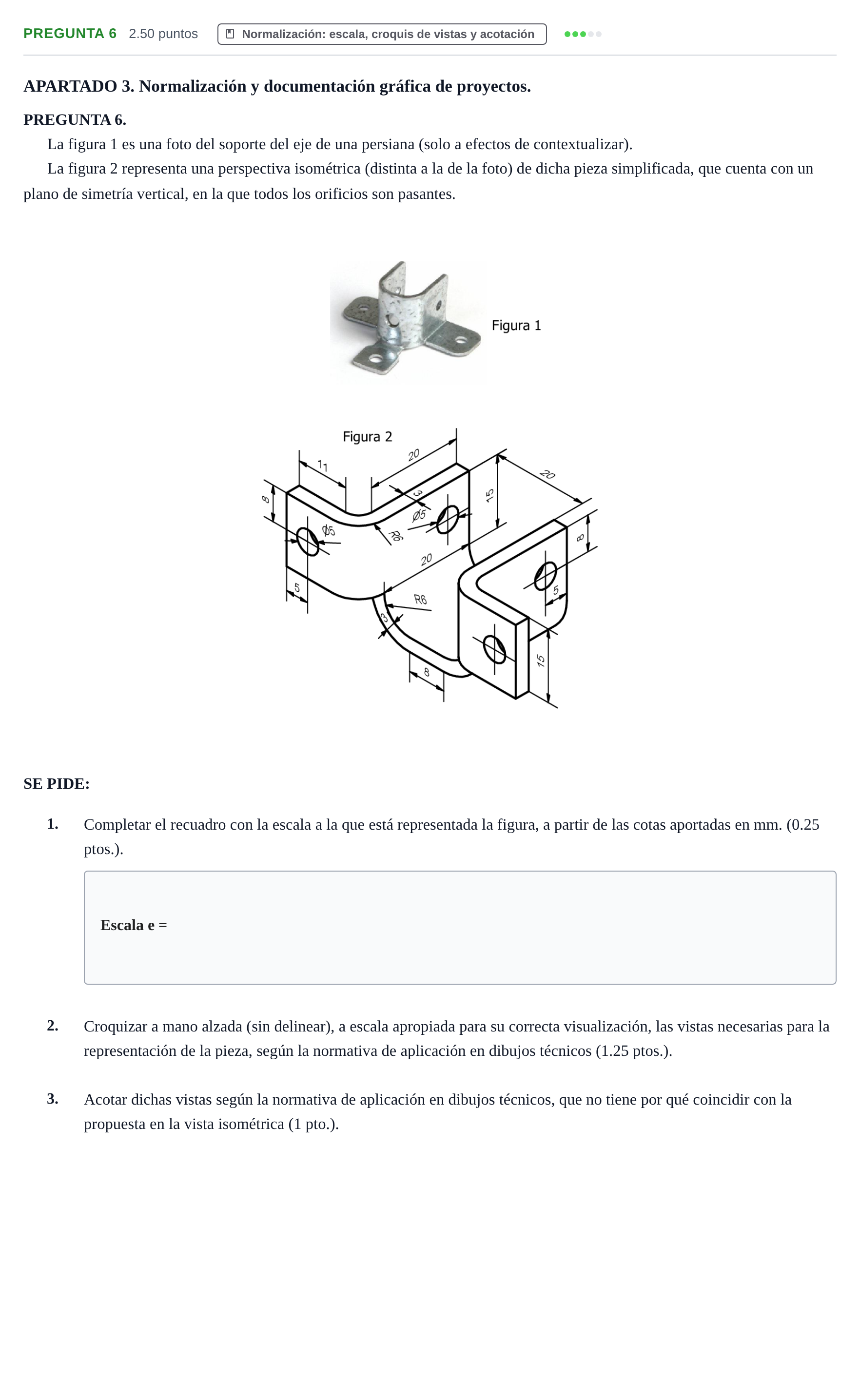 Enunciado: Pregunta 6 · Dibujo técnico II PAU Cantabria Ordinaria 2026