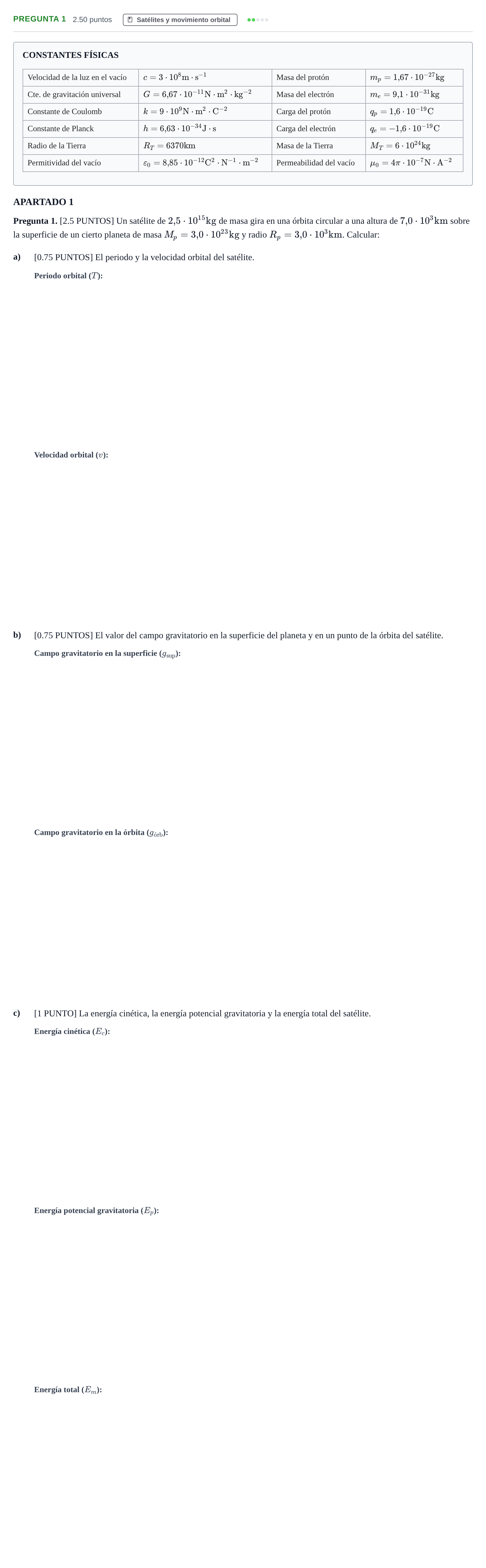 Enunciado: Pregunta 1 · Física PAU Cantabria Extraordinaria 2026