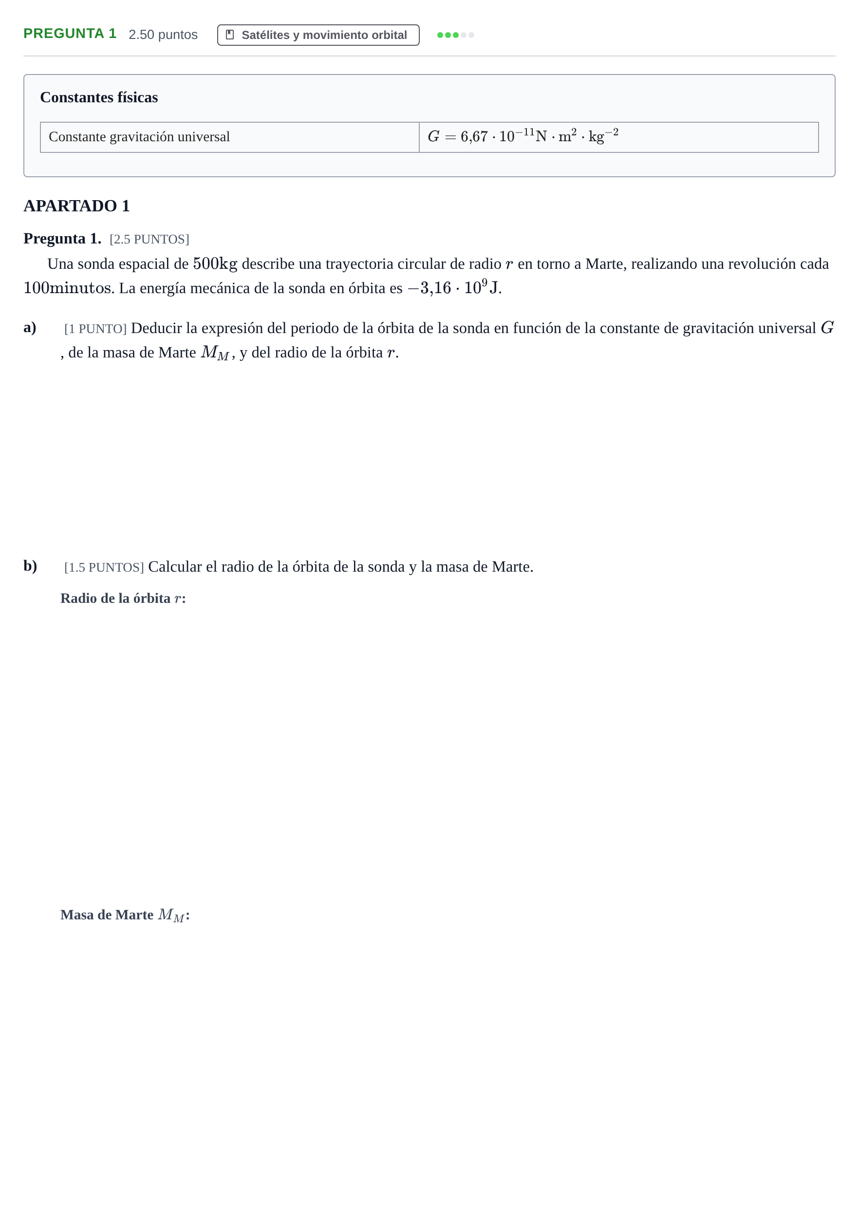 Enunciado: Pregunta 1 · Física PAU Cantabria Ordinaria 2026