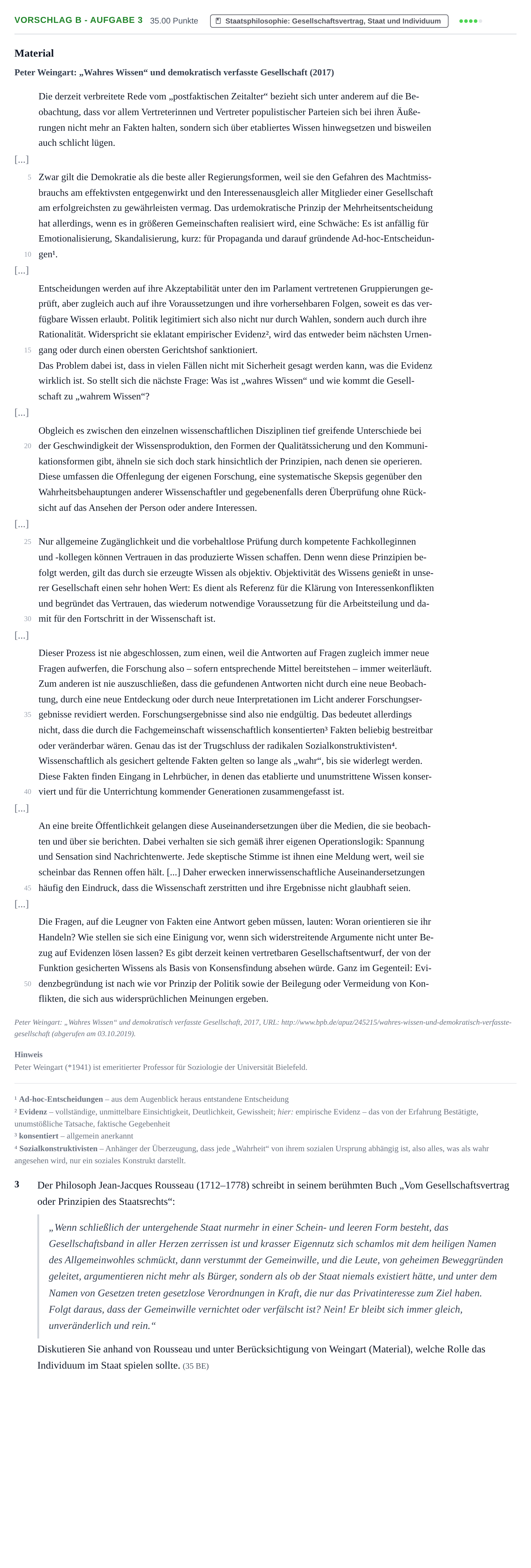 Aufgabenstellung: Aufgabe Vorschlag B - Aufgabe 3 · Abitur Hessen Philosophie GK 2022