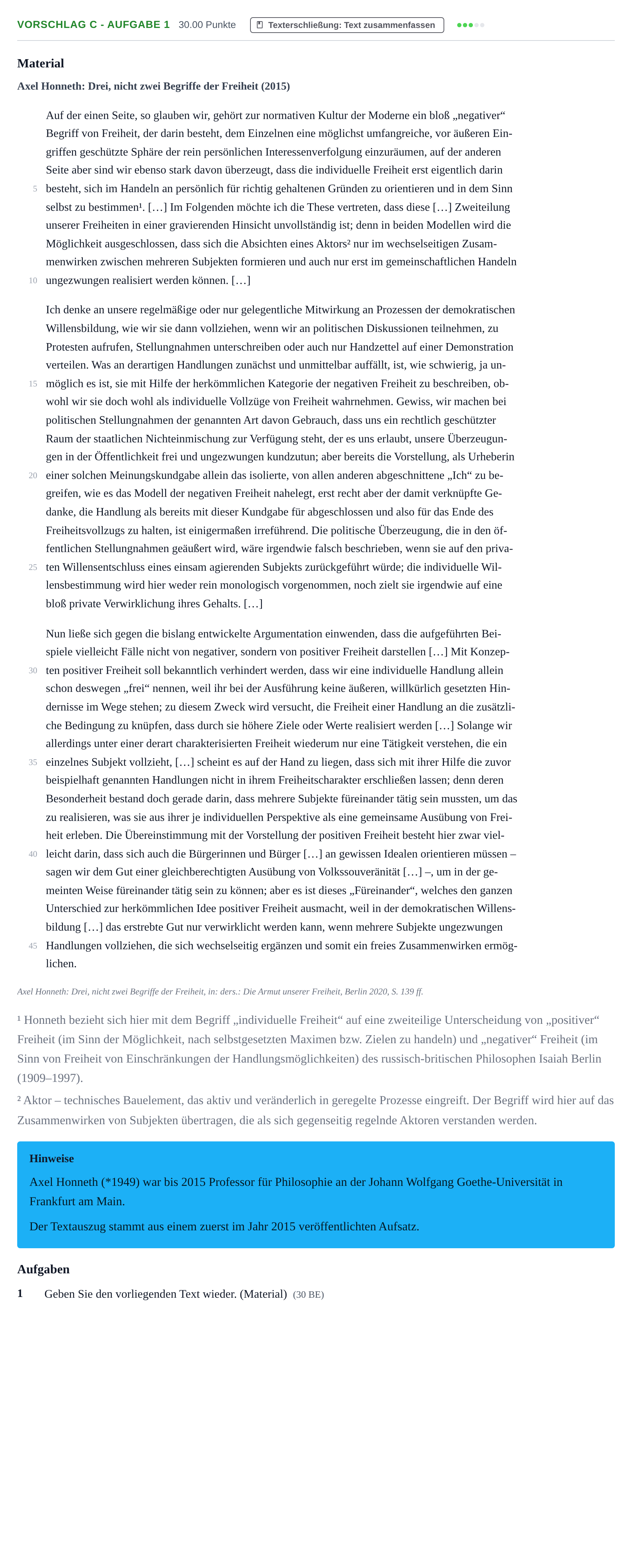 Aufgabenstellung: Aufgabe Vorschlag C - Aufgabe 1 · Abitur Hessen Philosophie GK 2022