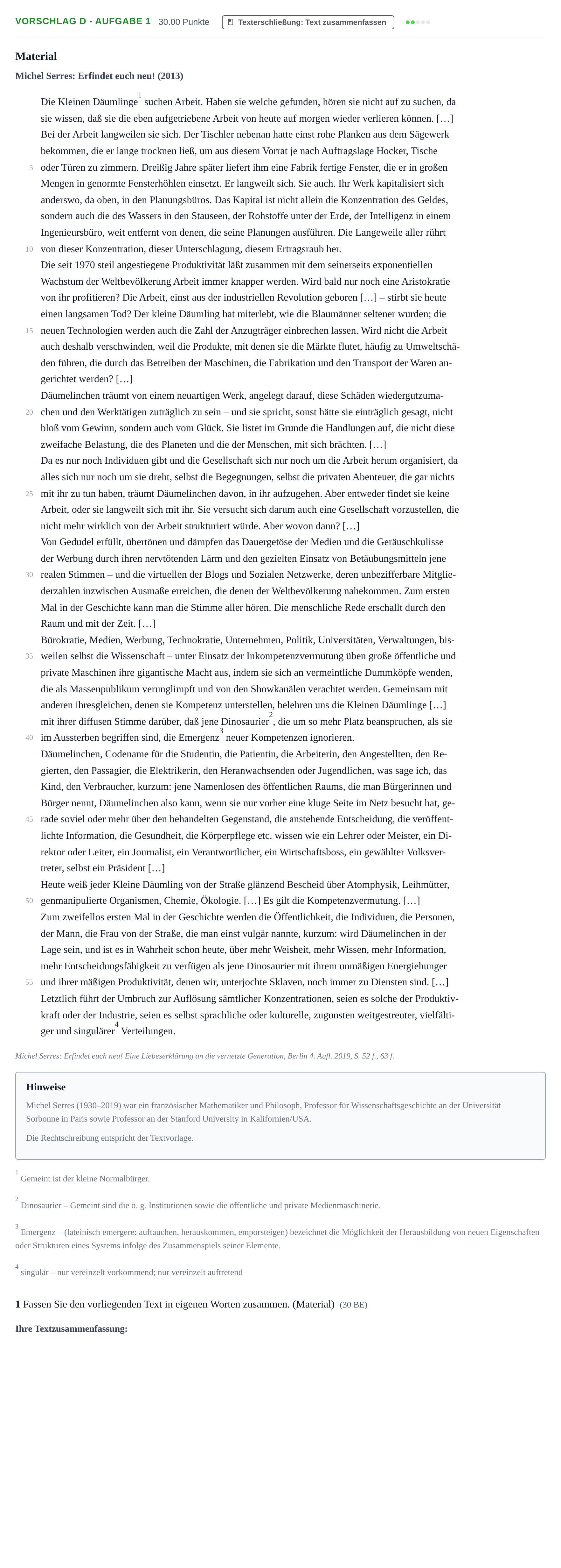 Aufgabenstellung: Aufgabe Vorschlag D - Aufgabe 1 · Abitur Hessen Philosophie GK 2022
