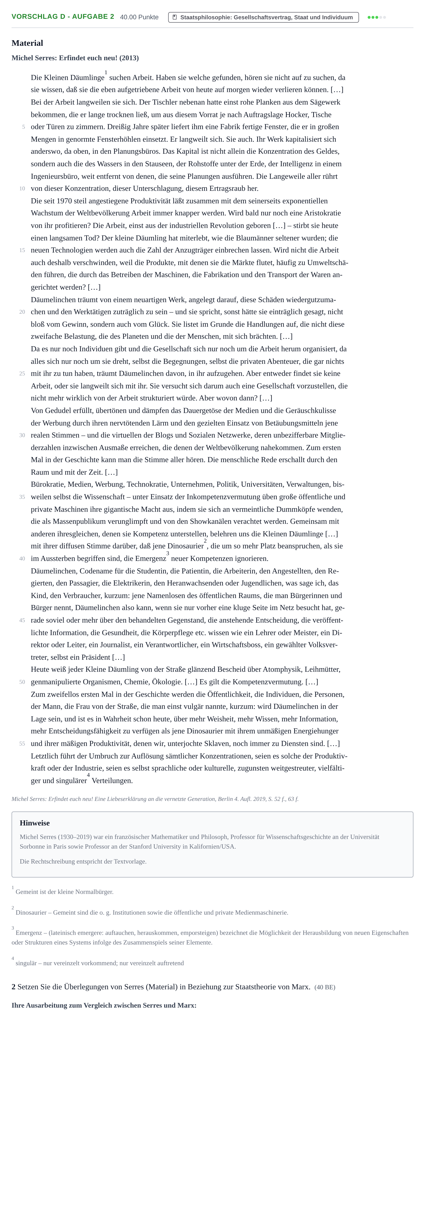 Aufgabenstellung: Aufgabe Vorschlag D - Aufgabe 2 · Abitur Hessen Philosophie GK 2022