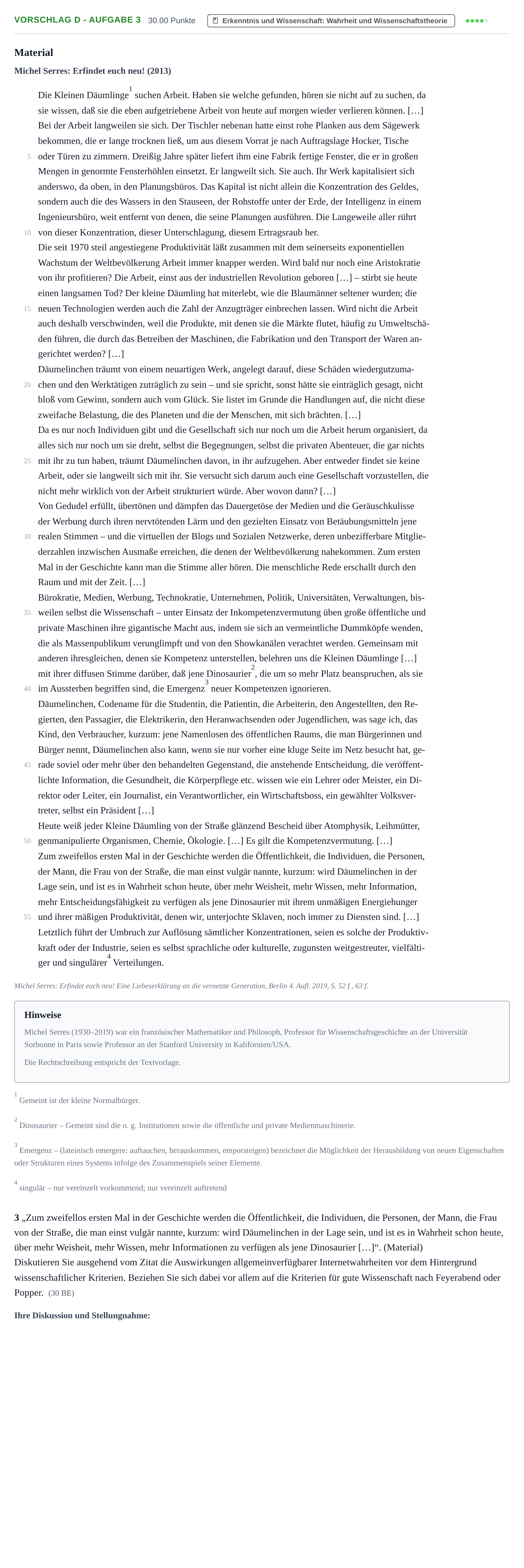 Aufgabenstellung: Aufgabe Vorschlag D - Aufgabe 3 · Abitur Hessen Philosophie GK 2022