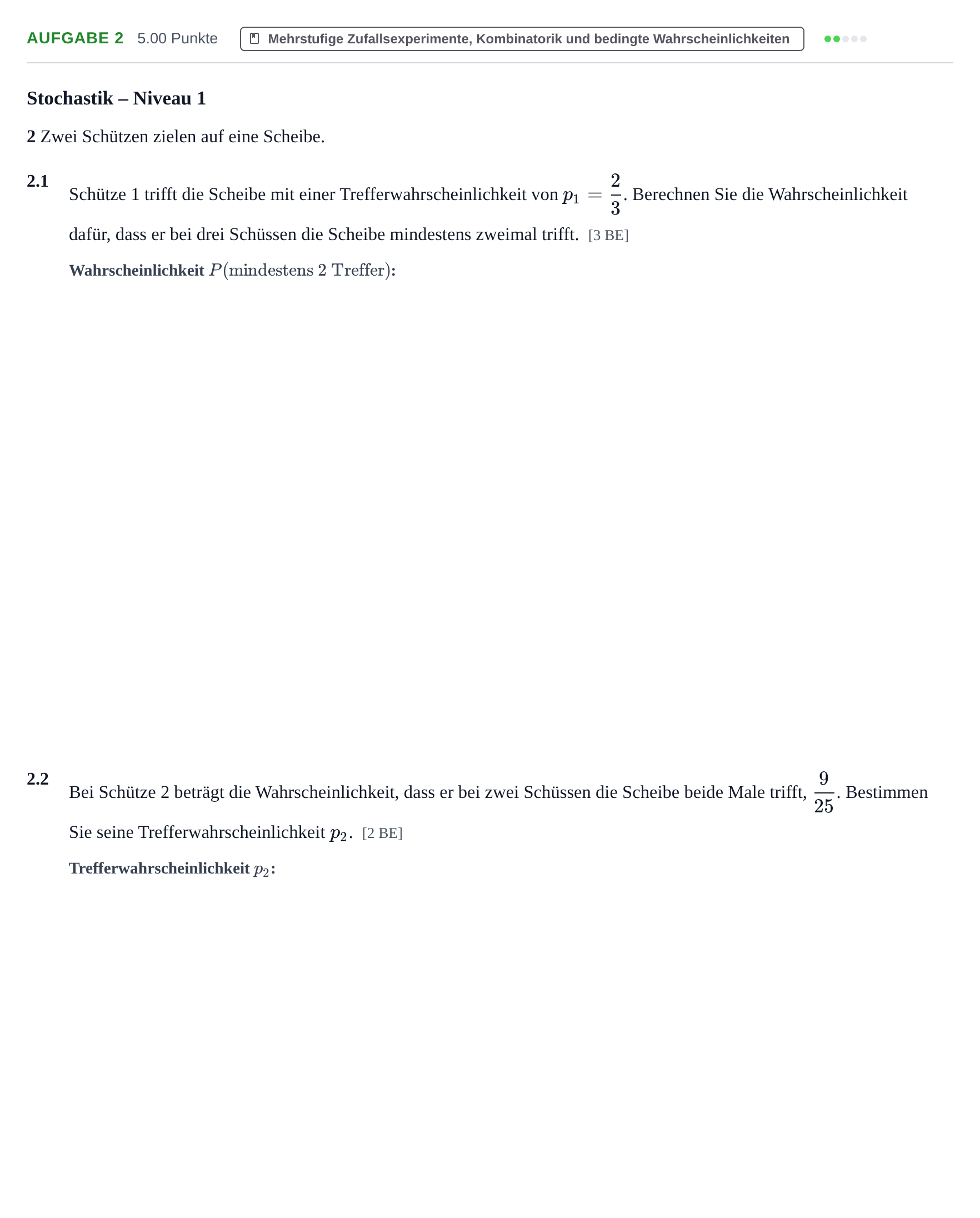 Aufgabenstellung: Aufgabe 2 · Abitur Hessen Mathematik GK · CAS 2022