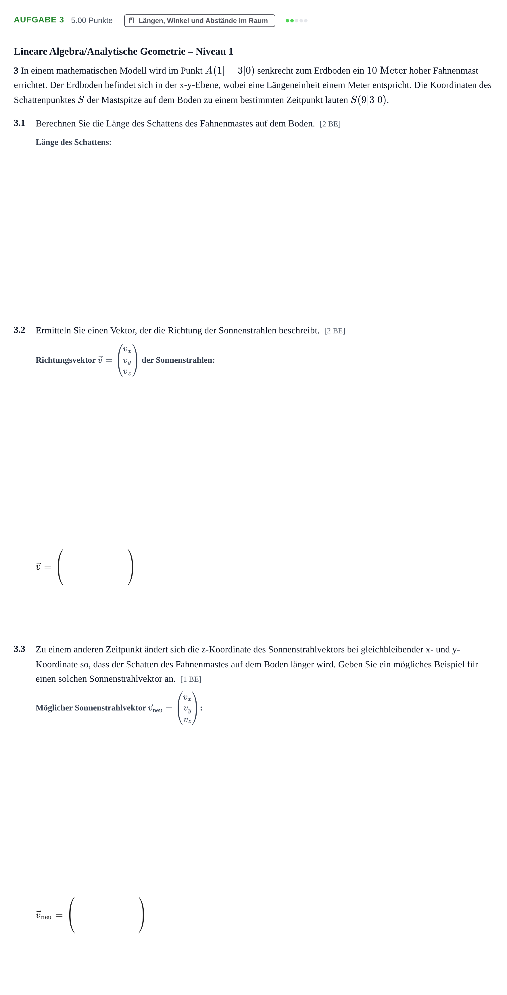 Aufgabenstellung: Aufgabe 3 · Abitur Hessen Mathematik GK · CAS 2022