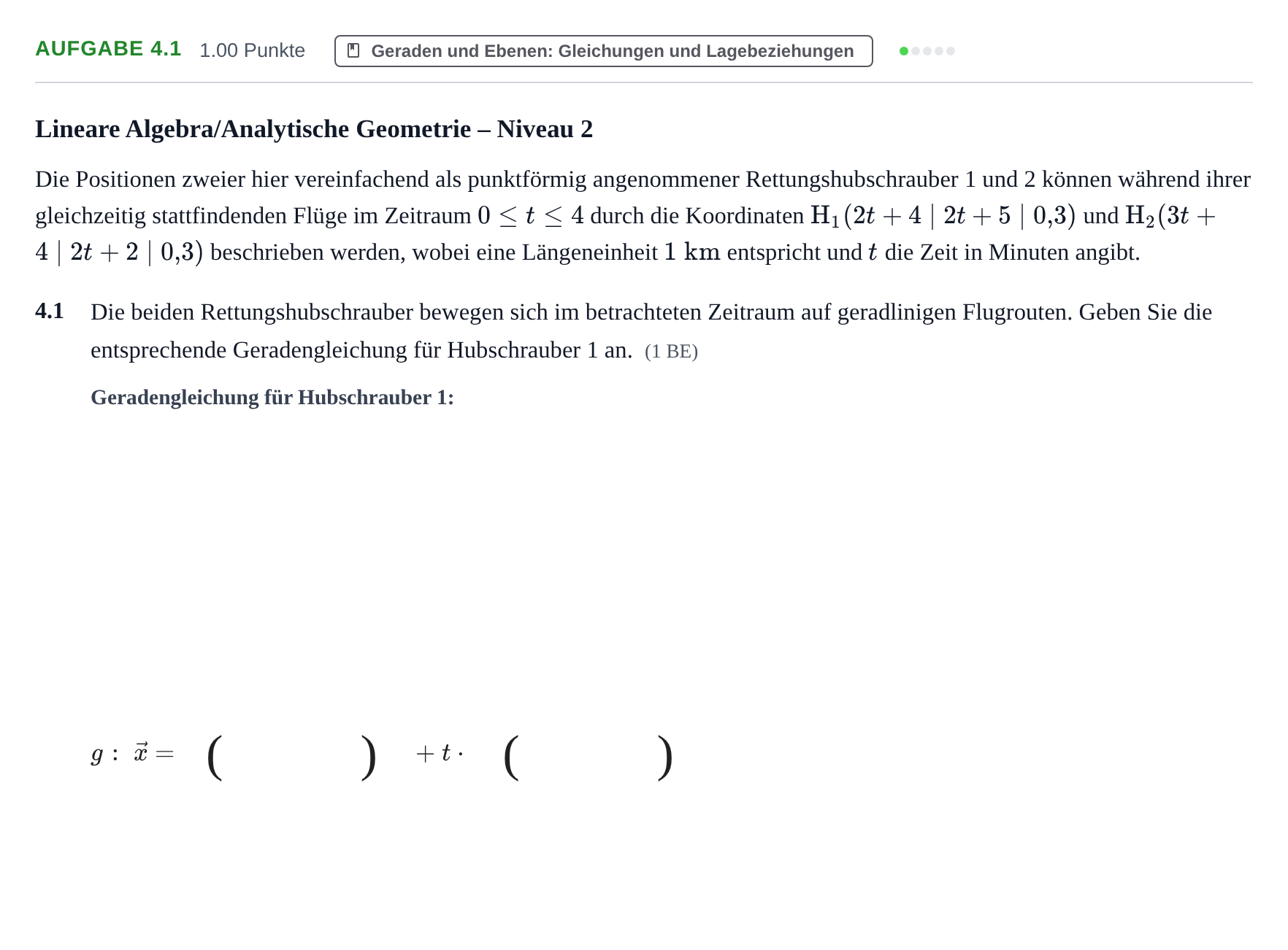 Aufgabenstellung: Aufgabe 4.1 · Abitur Hessen Mathematik GK · CAS 2022