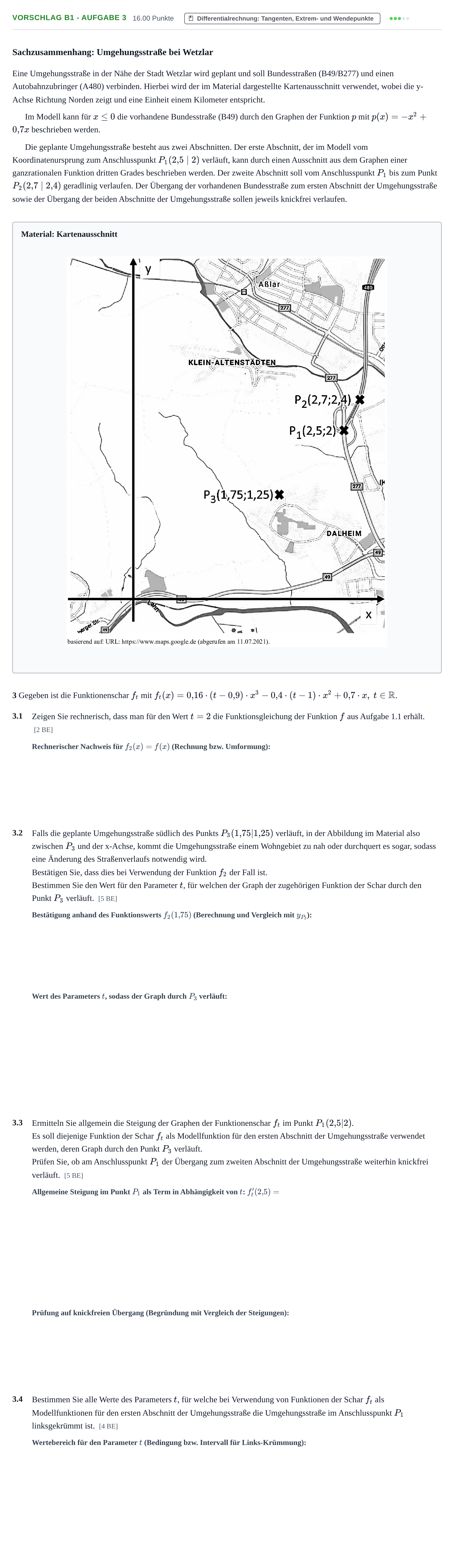 Aufgabenstellung: Aufgabe Vorschlag B1 - Aufgabe 3 · Abitur Hessen Mathematik GK · CAS 2022