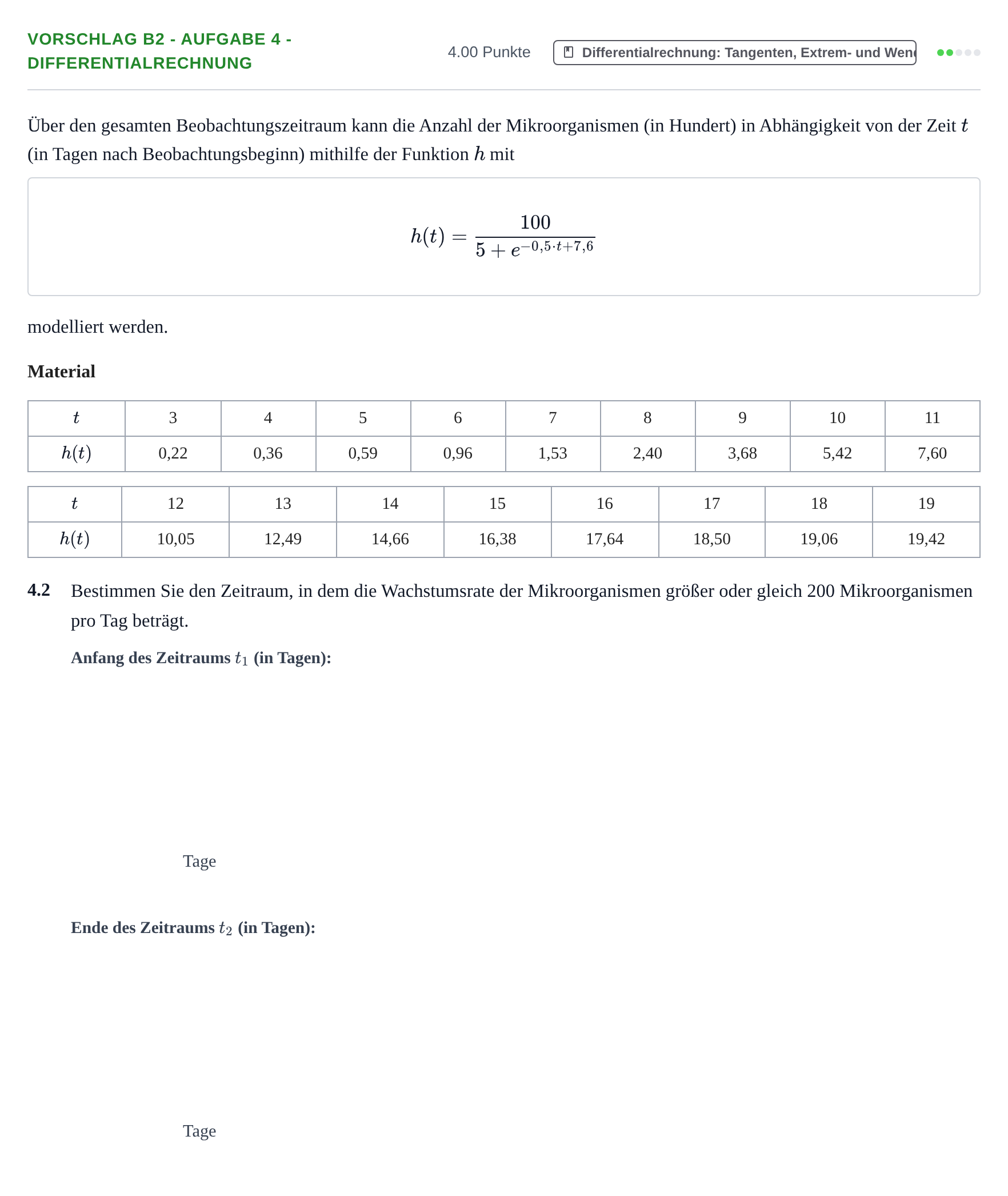 Aufgabenstellung: Aufgabe Vorschlag B2 - Aufgabe 4 - Differentialrechnung · Abitur Hessen Mathematik GK · CAS 2022