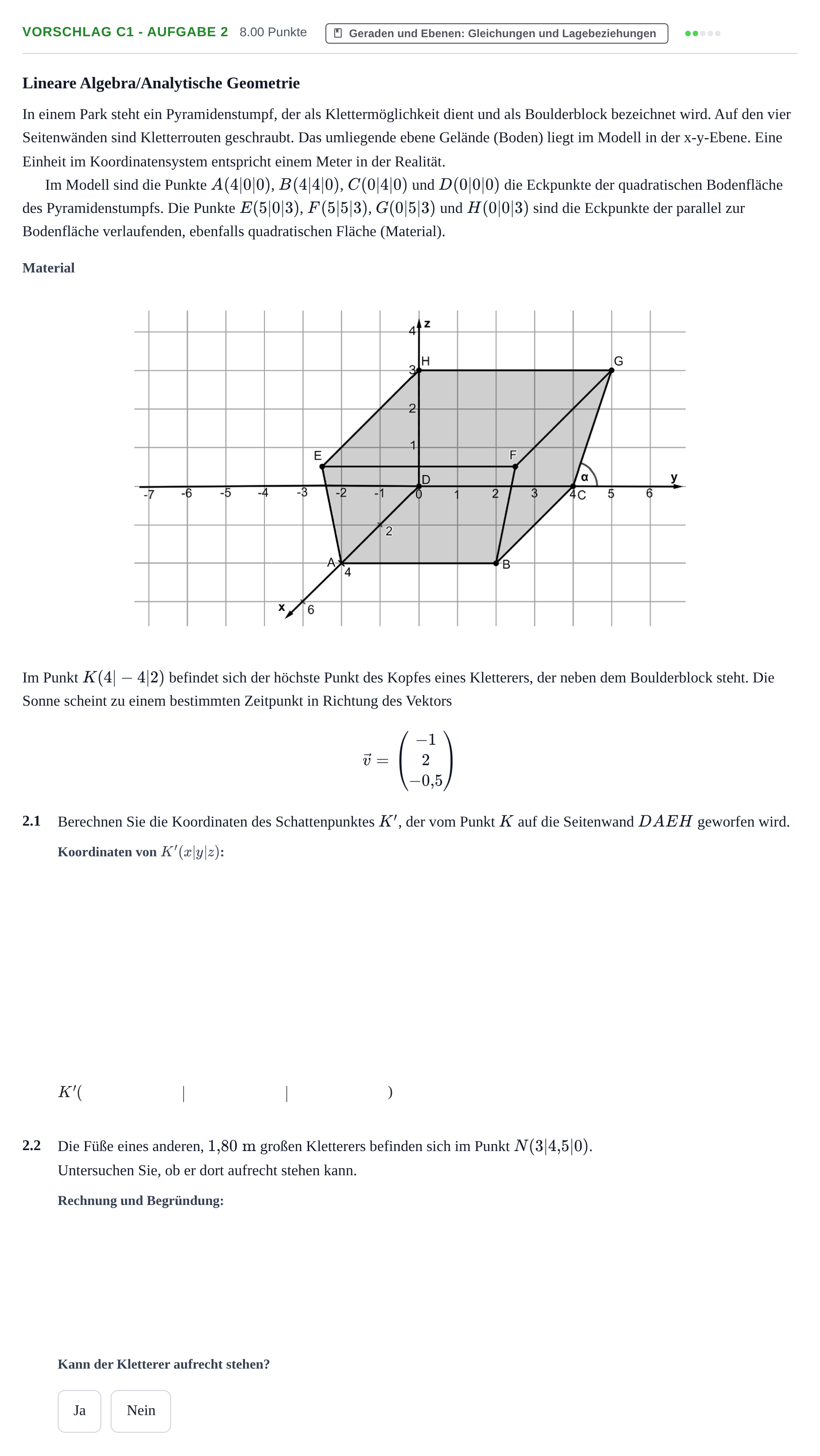 Aufgabenstellung: Aufgabe Vorschlag C1 - Aufgabe 2 · Abitur Hessen Mathematik GK · CAS 2022