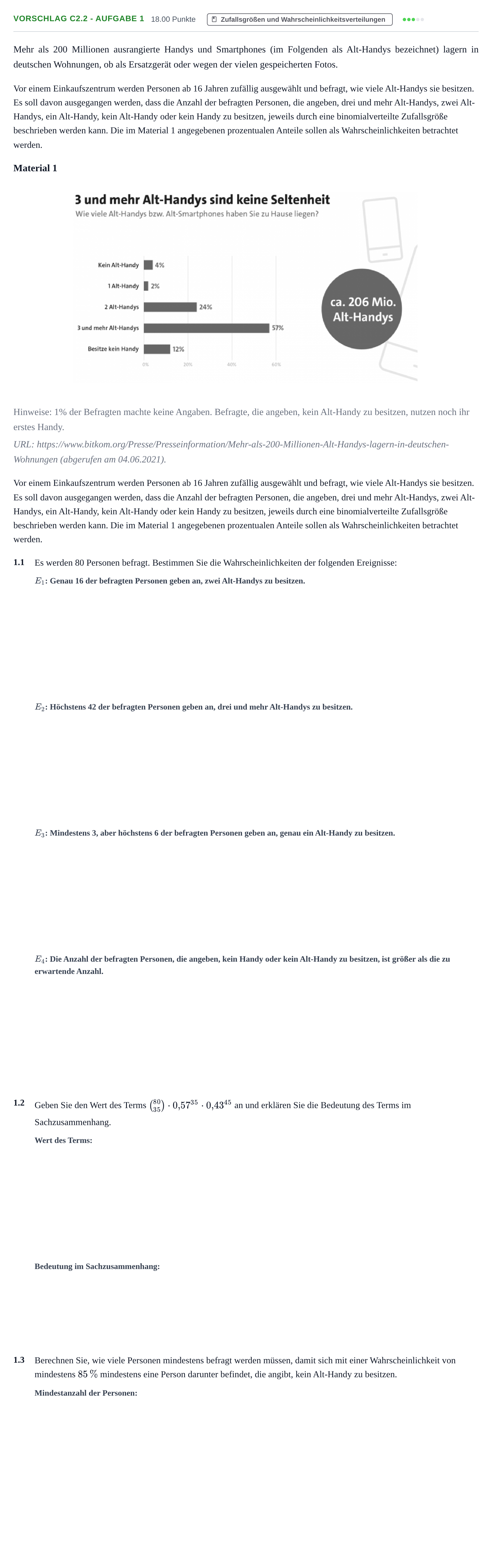 Aufgabenstellung: Aufgabe Vorschlag C2.2 - Aufgabe 1 · Abitur Hessen Mathematik GK · CAS 2022