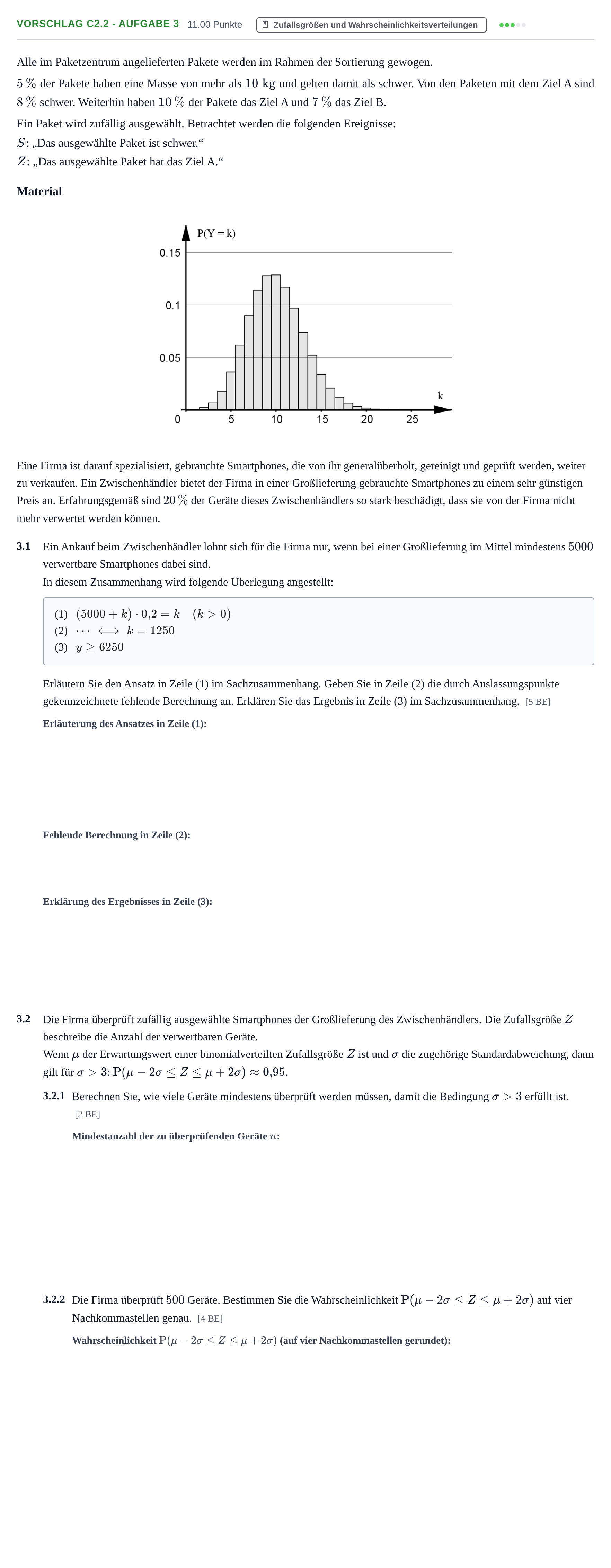 Aufgabenstellung: Aufgabe Vorschlag C2.2 - Aufgabe 3 · Abitur Hessen Mathematik GK · CAS 2022