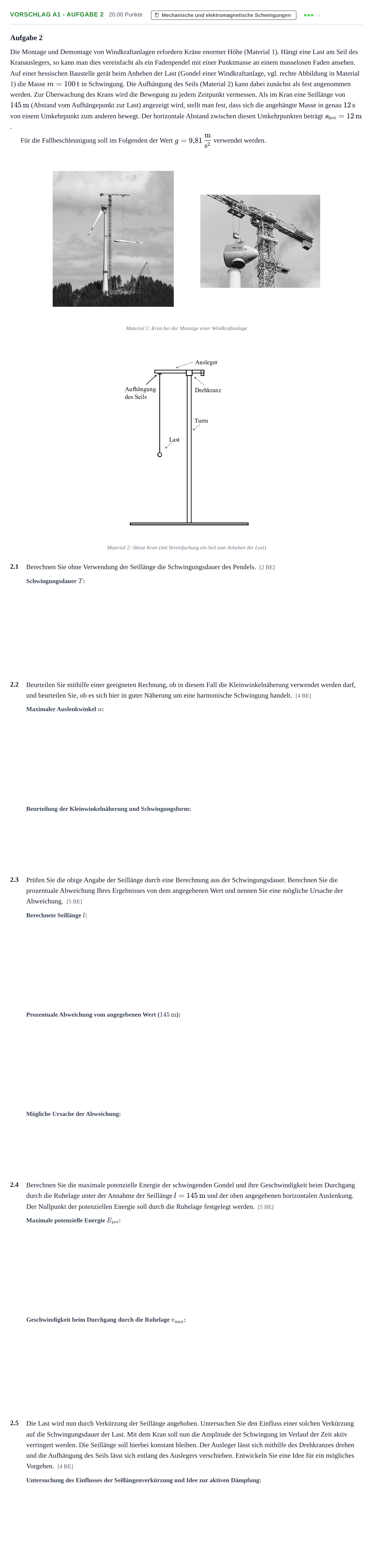 Aufgabenstellung: Aufgabe Vorschlag A1 - Aufgabe 2 · Abitur Hessen Physik GK 2022