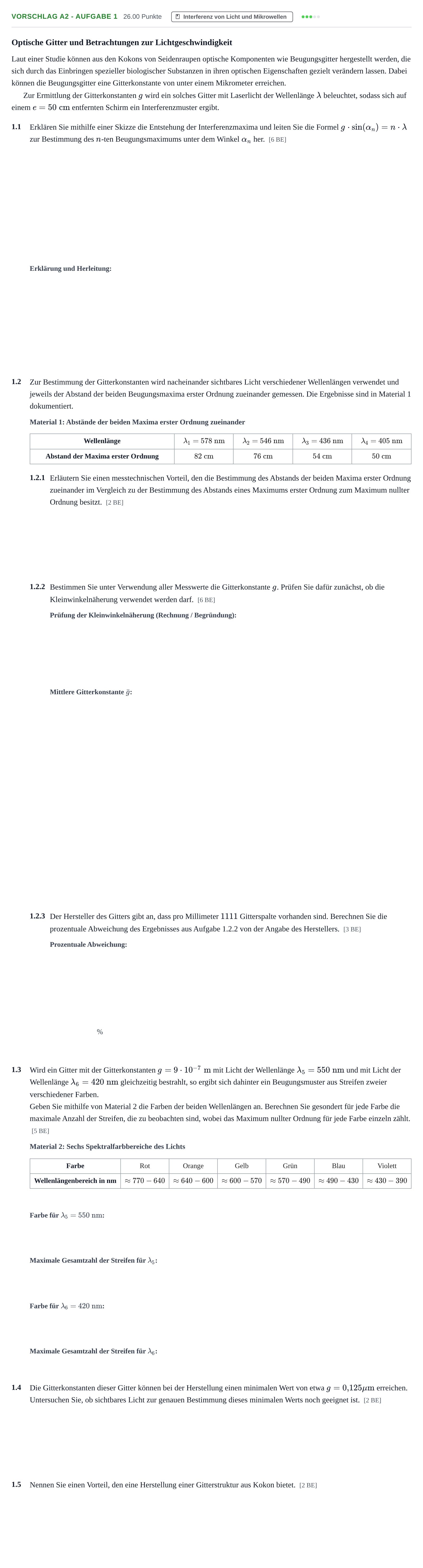 Aufgabenstellung: Aufgabe Vorschlag A2 - Aufgabe 1 · Abitur Hessen Physik GK 2022