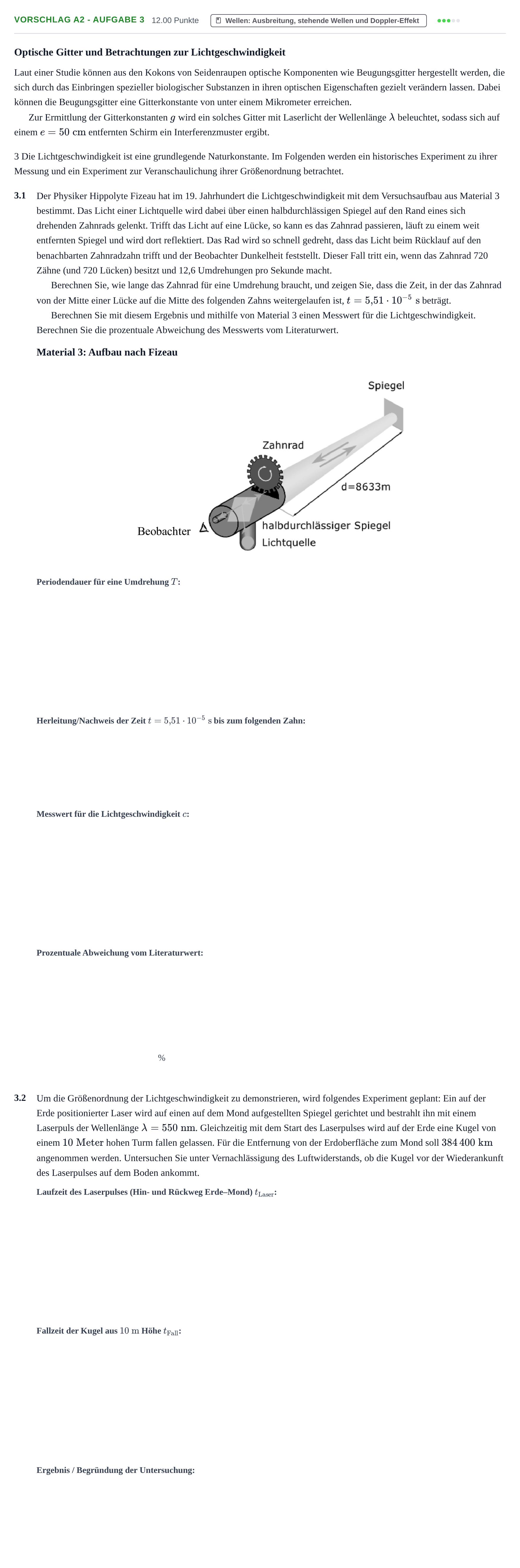 Aufgabenstellung: Aufgabe Vorschlag A2 - Aufgabe 3 · Abitur Hessen Physik GK 2022