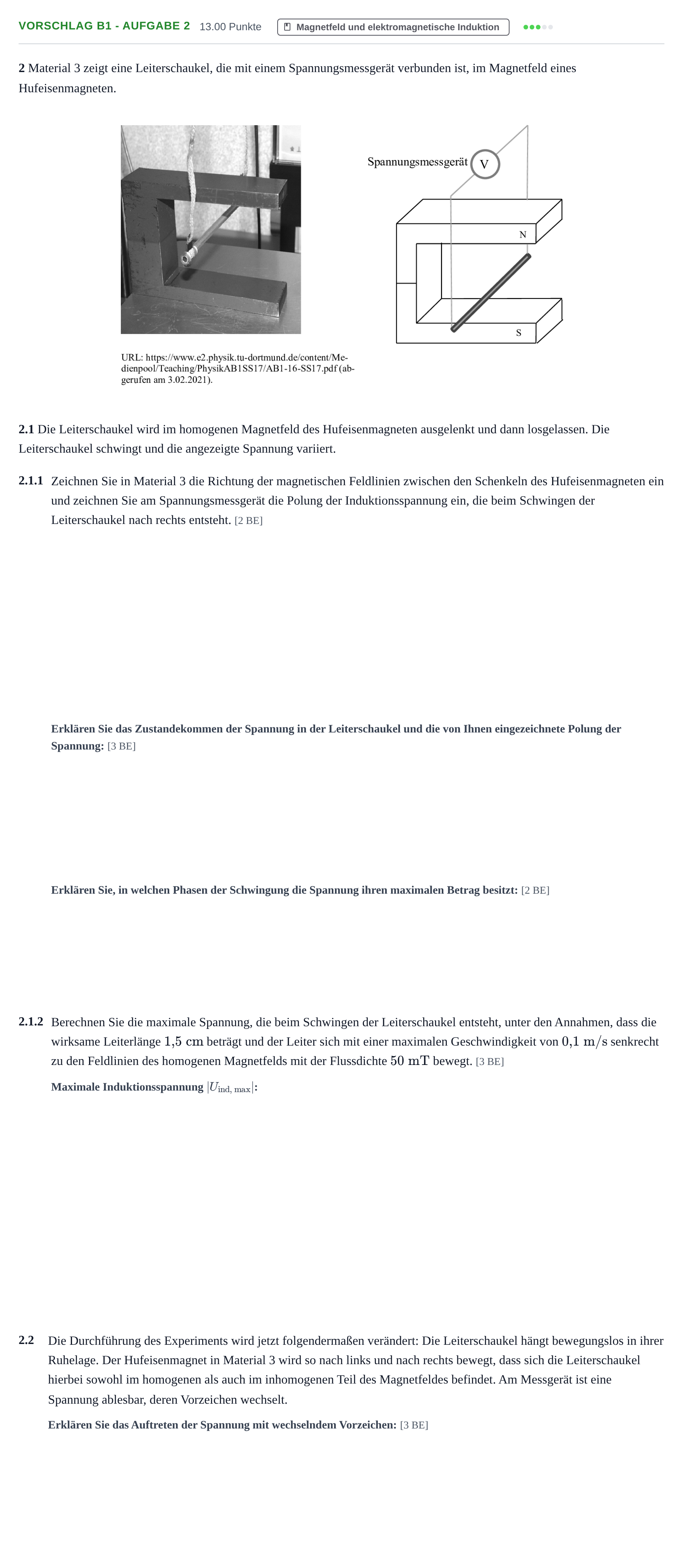 Aufgabenstellung: Aufgabe Vorschlag B1 - Aufgabe 2 · Abitur Hessen Physik GK 2022