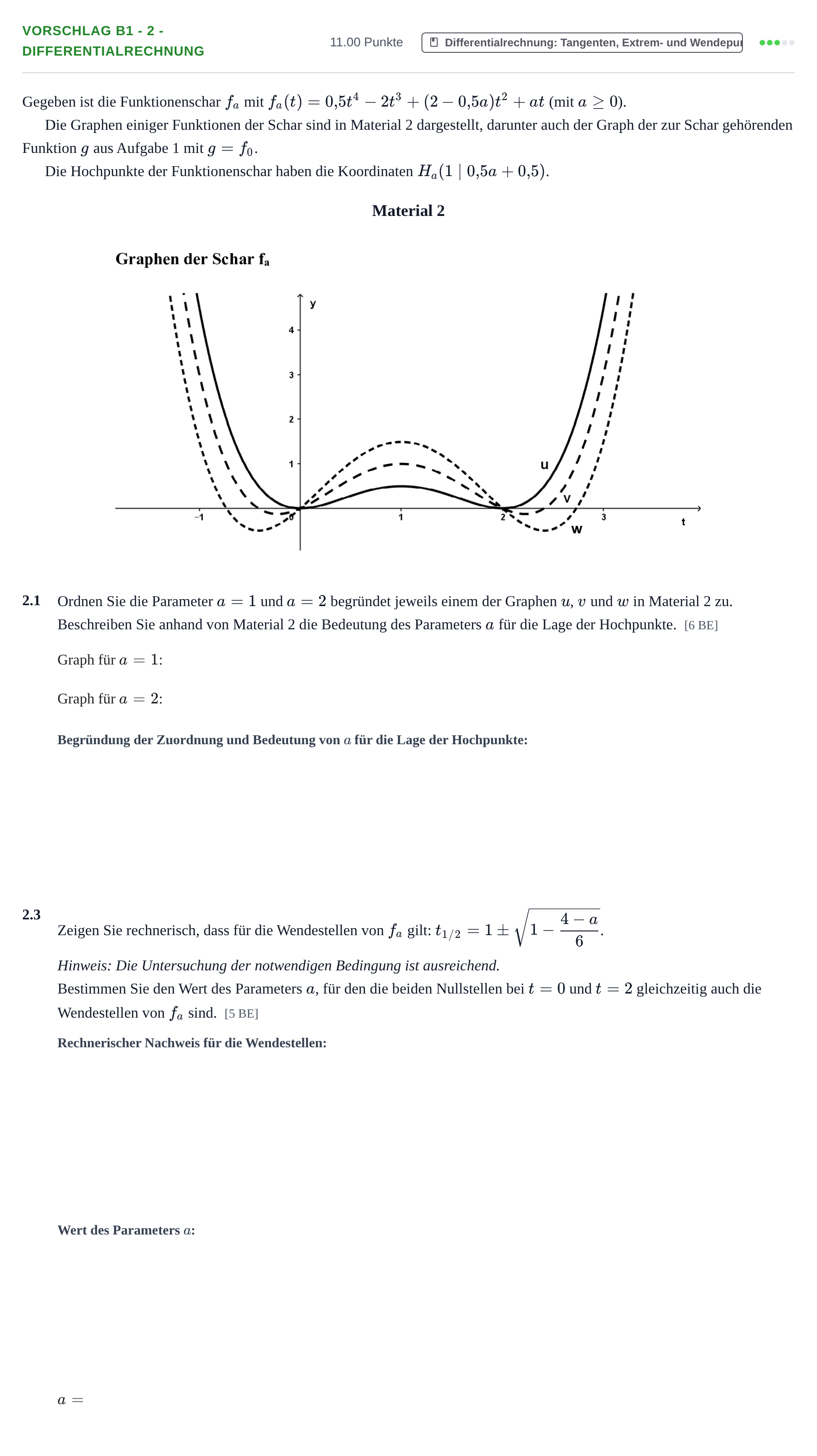 Aufgabenstellung: Aufgabe Vorschlag B1 - 2 - Differentialrechnung · Abitur Hessen Mathematik GK · WTR 2022