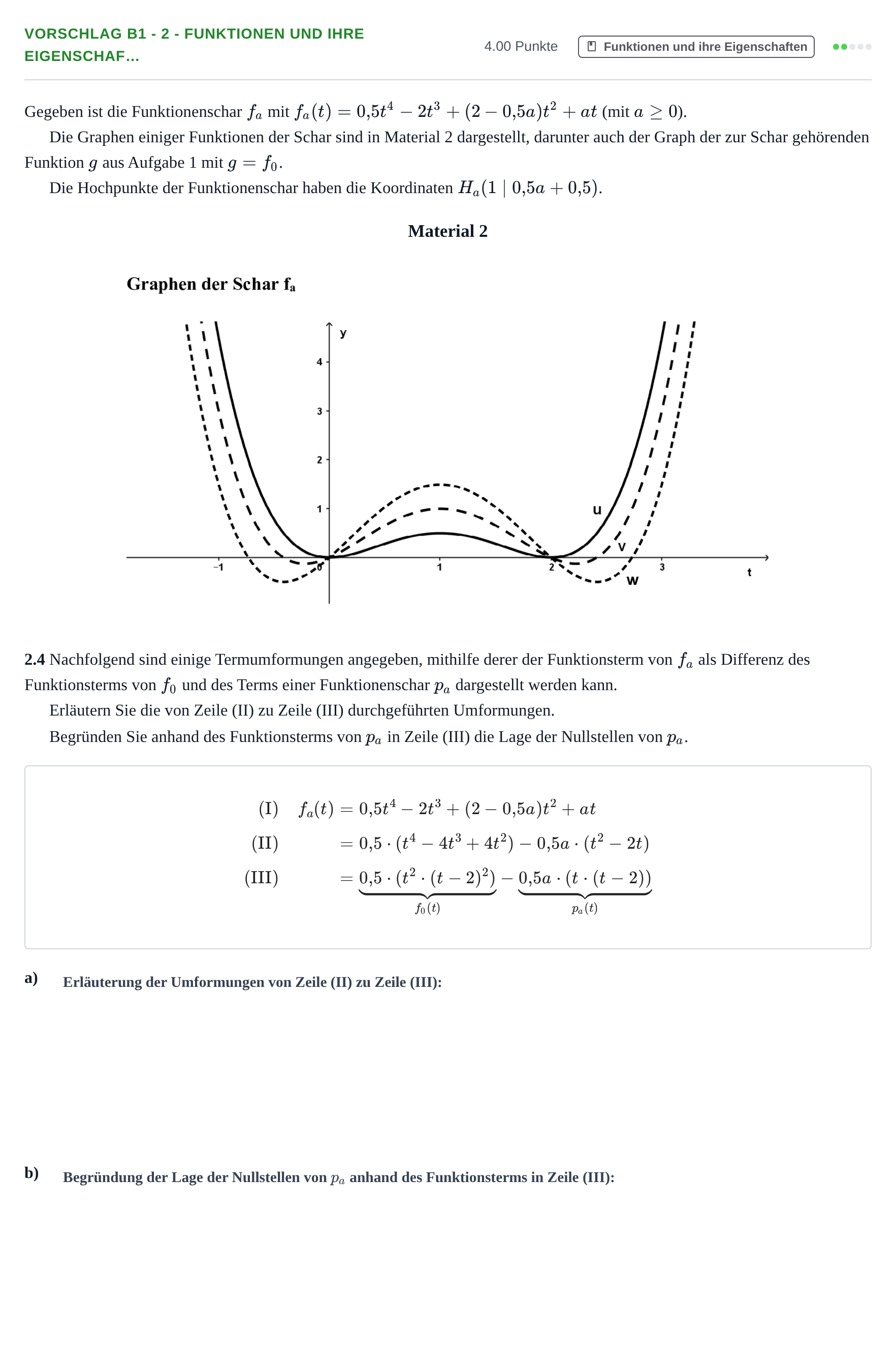 Aufgabenstellung: Aufgabe Vorschlag B1 - 2 - Funktionen und ihre Eigenschaf… · Abitur Hessen Mathematik GK · WTR 2022