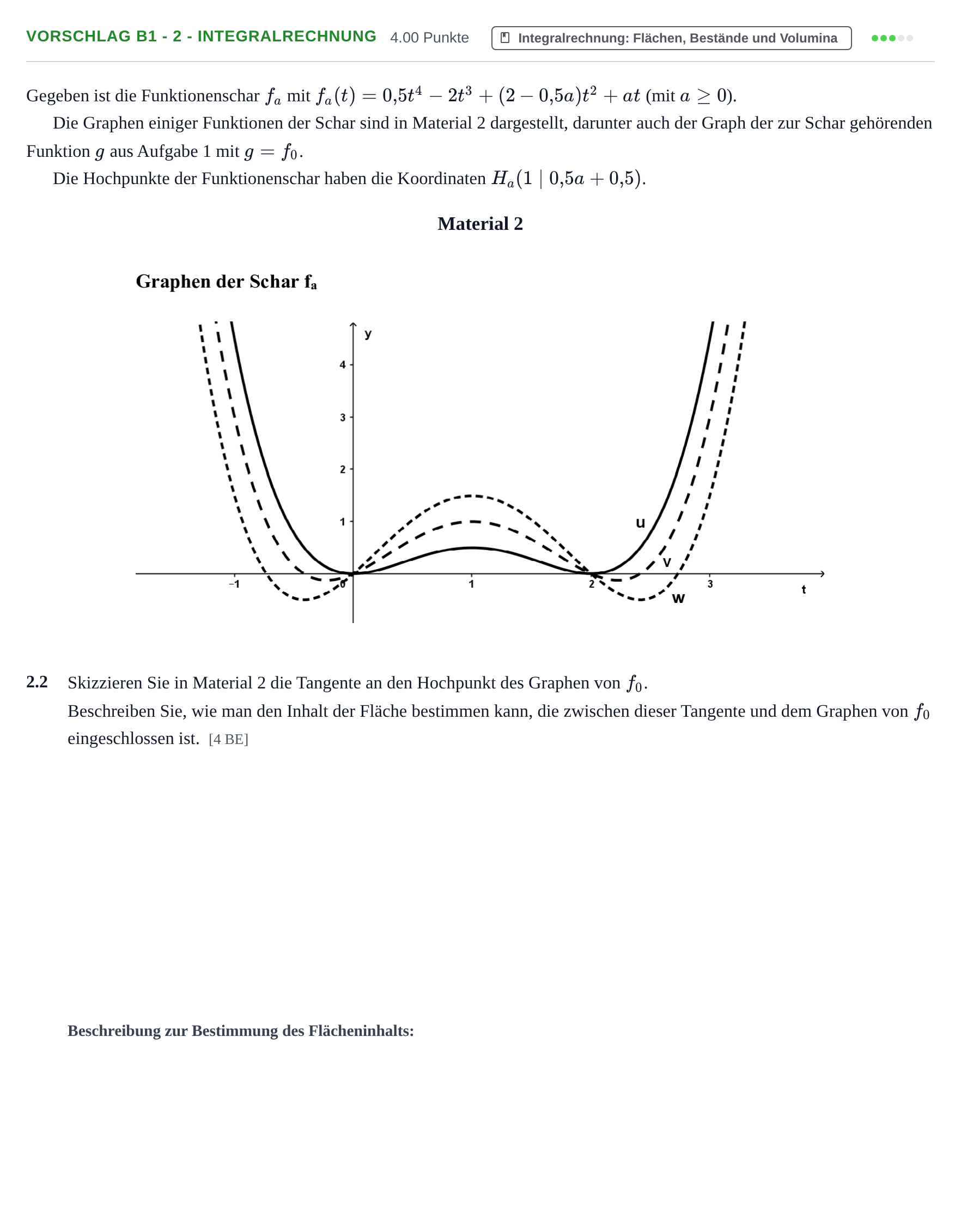 Aufgabenstellung: Aufgabe Vorschlag B1 - 2 - Integralrechnung · Abitur Hessen Mathematik GK · WTR 2022