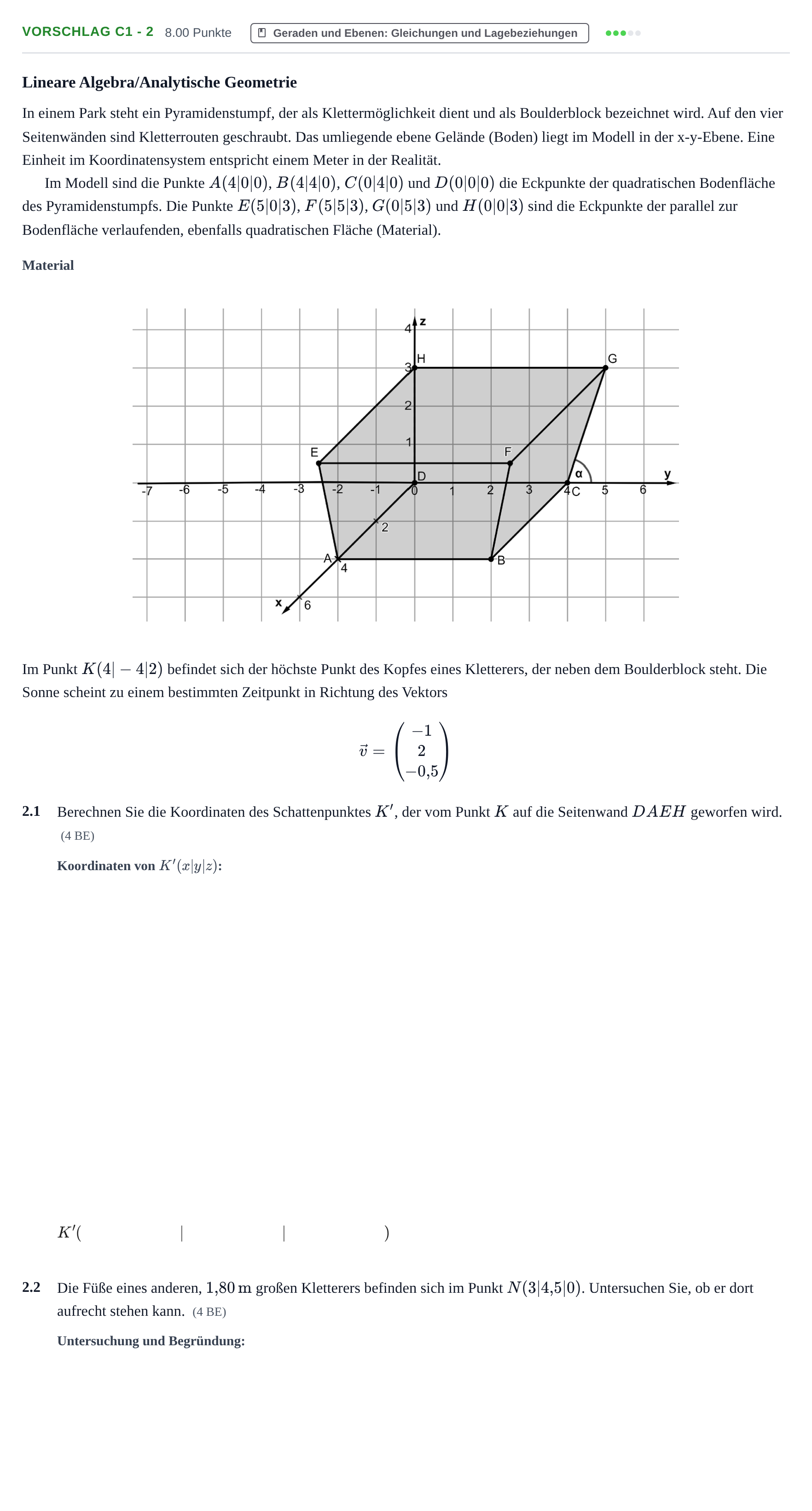Aufgabenstellung: Aufgabe Vorschlag C1 - 2 · Abitur Hessen Mathematik GK · WTR 2022
