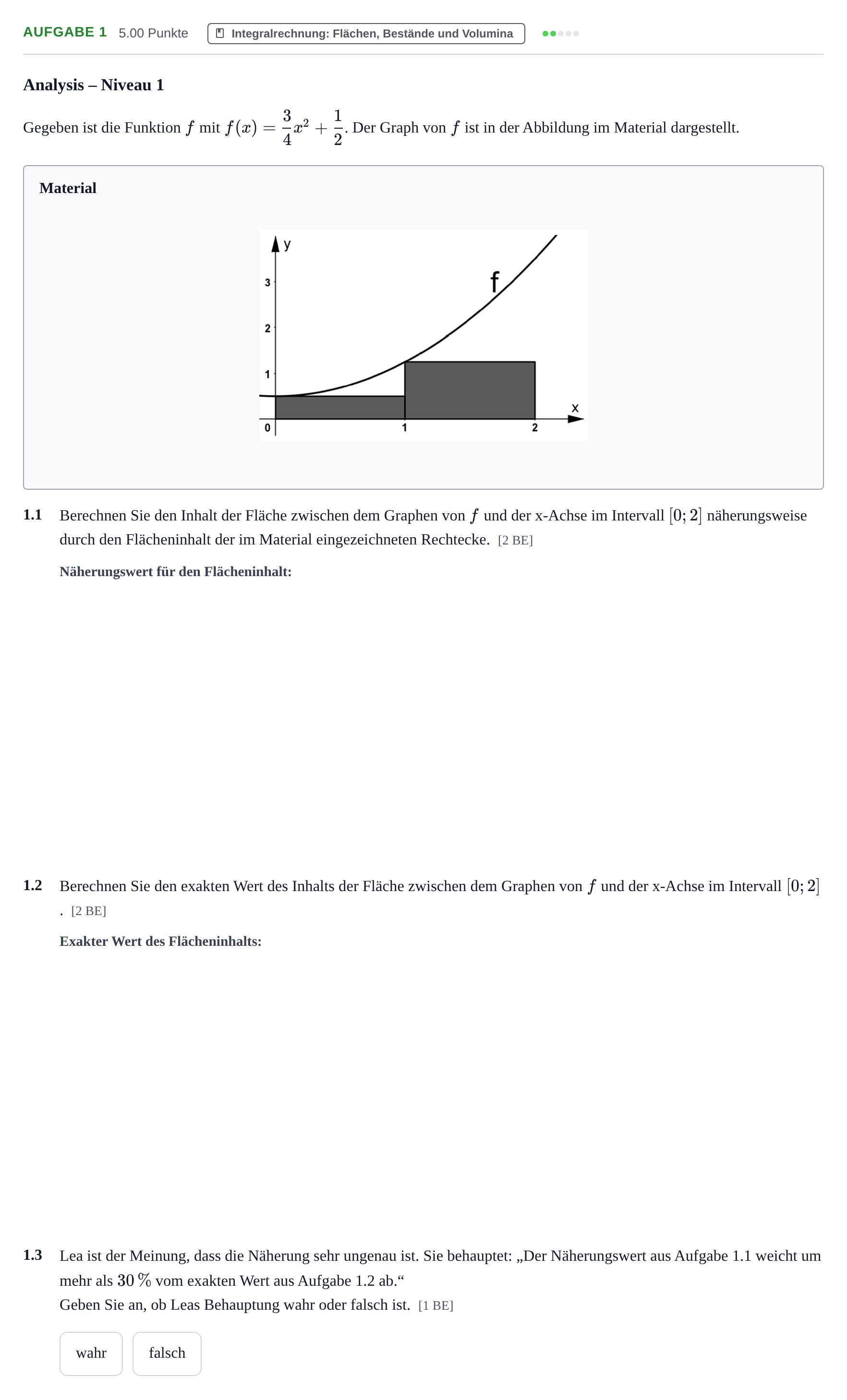 Aufgabenstellung: Aufgabe 1 · Abitur Hessen Mathematik GK · WTR 2022