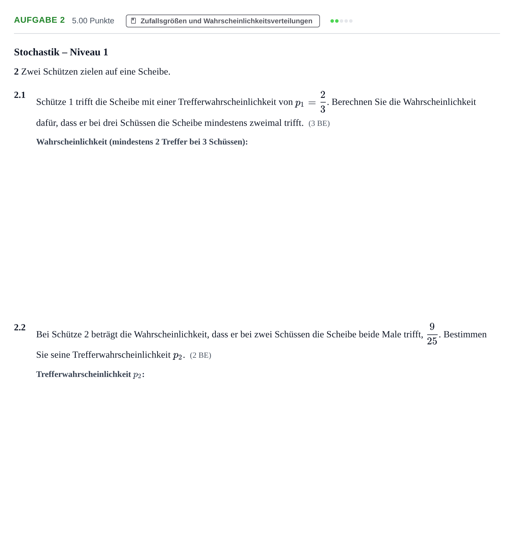 Aufgabenstellung: Aufgabe 2 · Abitur Hessen Mathematik GK · WTR 2022
