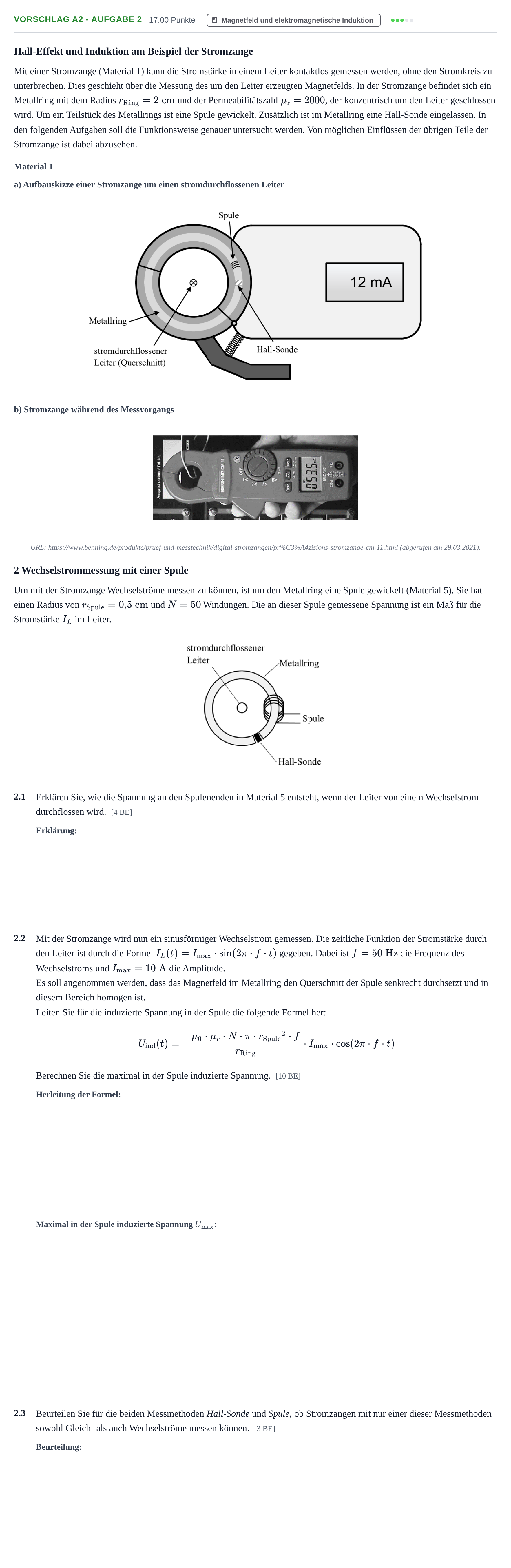 Aufgabenstellung: Aufgabe Vorschlag A2 - Aufgabe 2 · Abitur Hessen Physik LK 2022