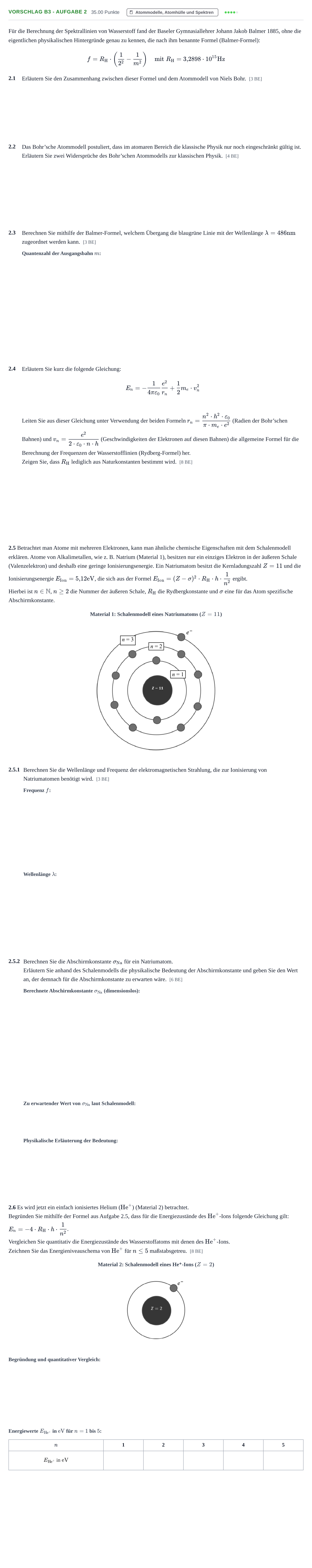 Aufgabenstellung: Aufgabe Vorschlag B3 - Aufgabe 2 · Abitur Hessen Physik LK 2022