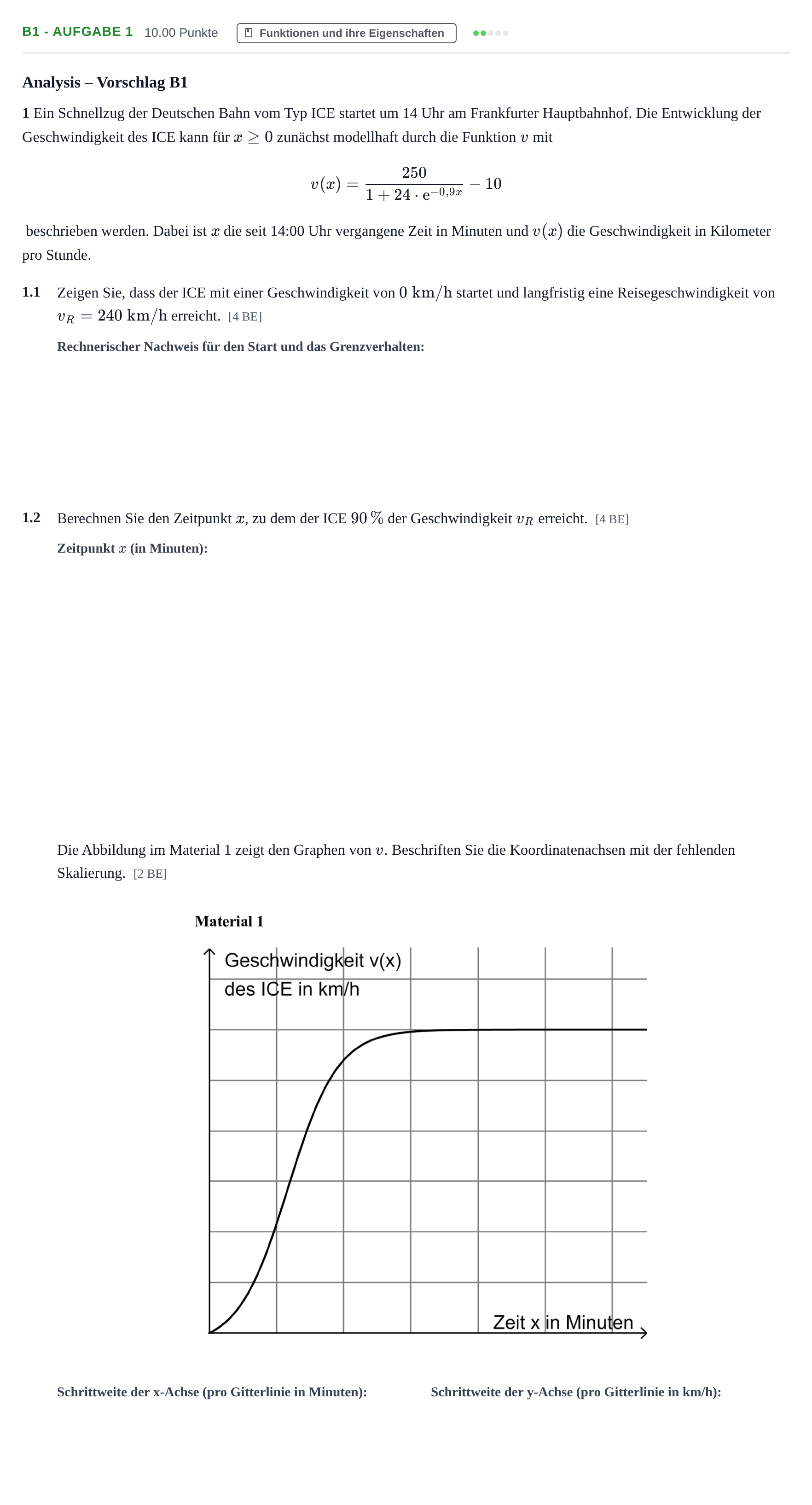 Aufgabenstellung: Aufgabe B1 - Aufgabe 1 · Abitur Hessen Mathematik LK · CAS 2022