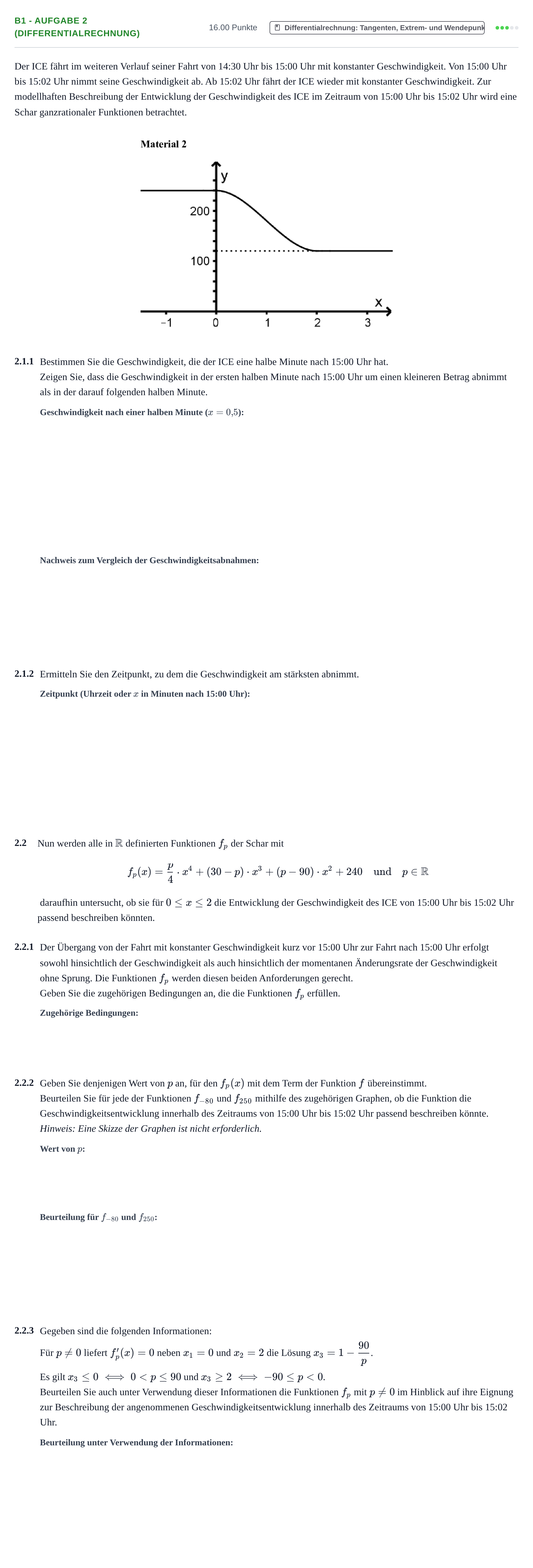 Aufgabenstellung: Aufgabe B1 - Aufgabe 2 (Differentialrechnung) · Abitur Hessen Mathematik LK · CAS 2022