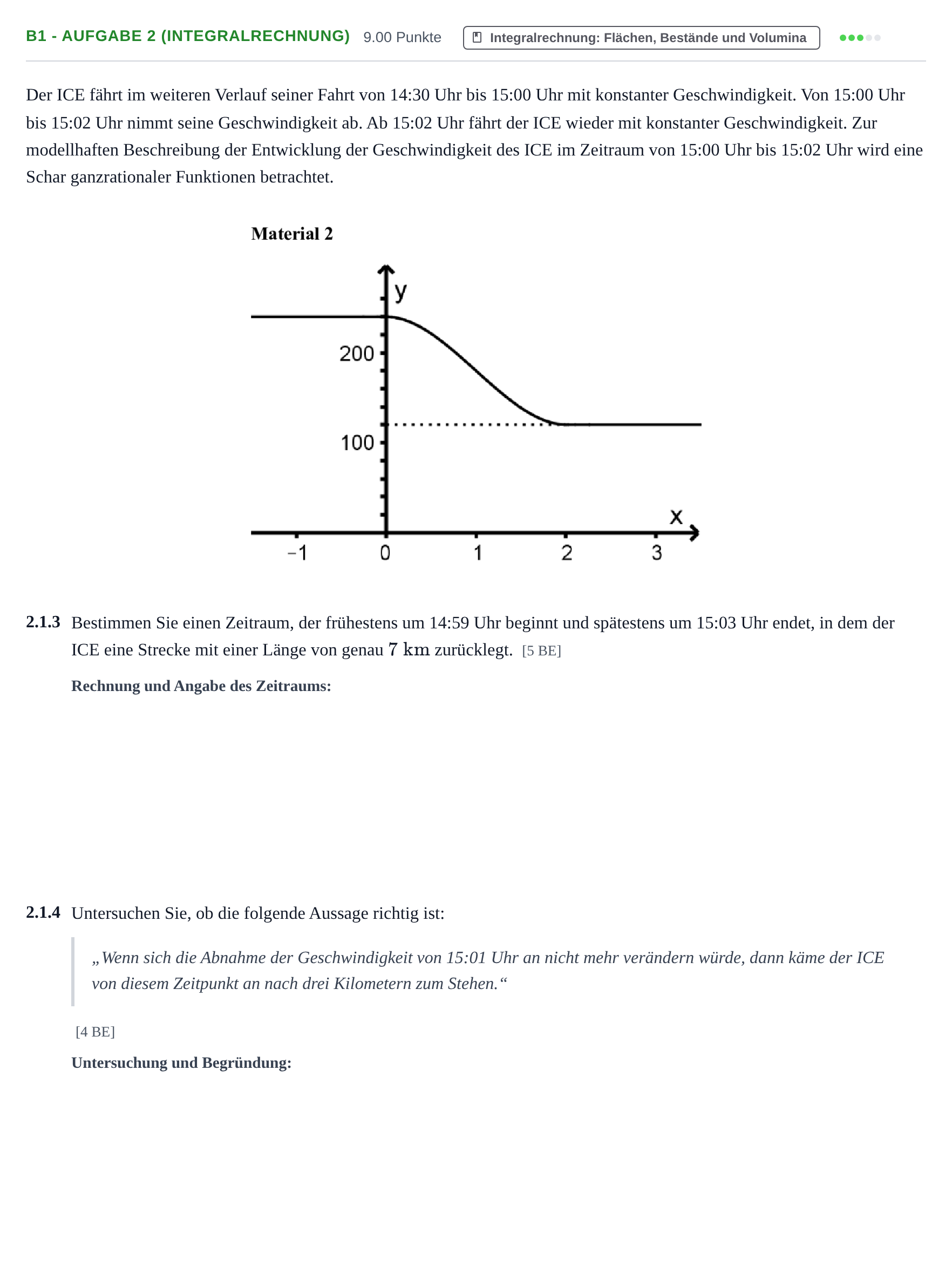 Aufgabenstellung: Aufgabe B1 - Aufgabe 2 (Integralrechnung) · Abitur Hessen Mathematik LK · CAS 2022