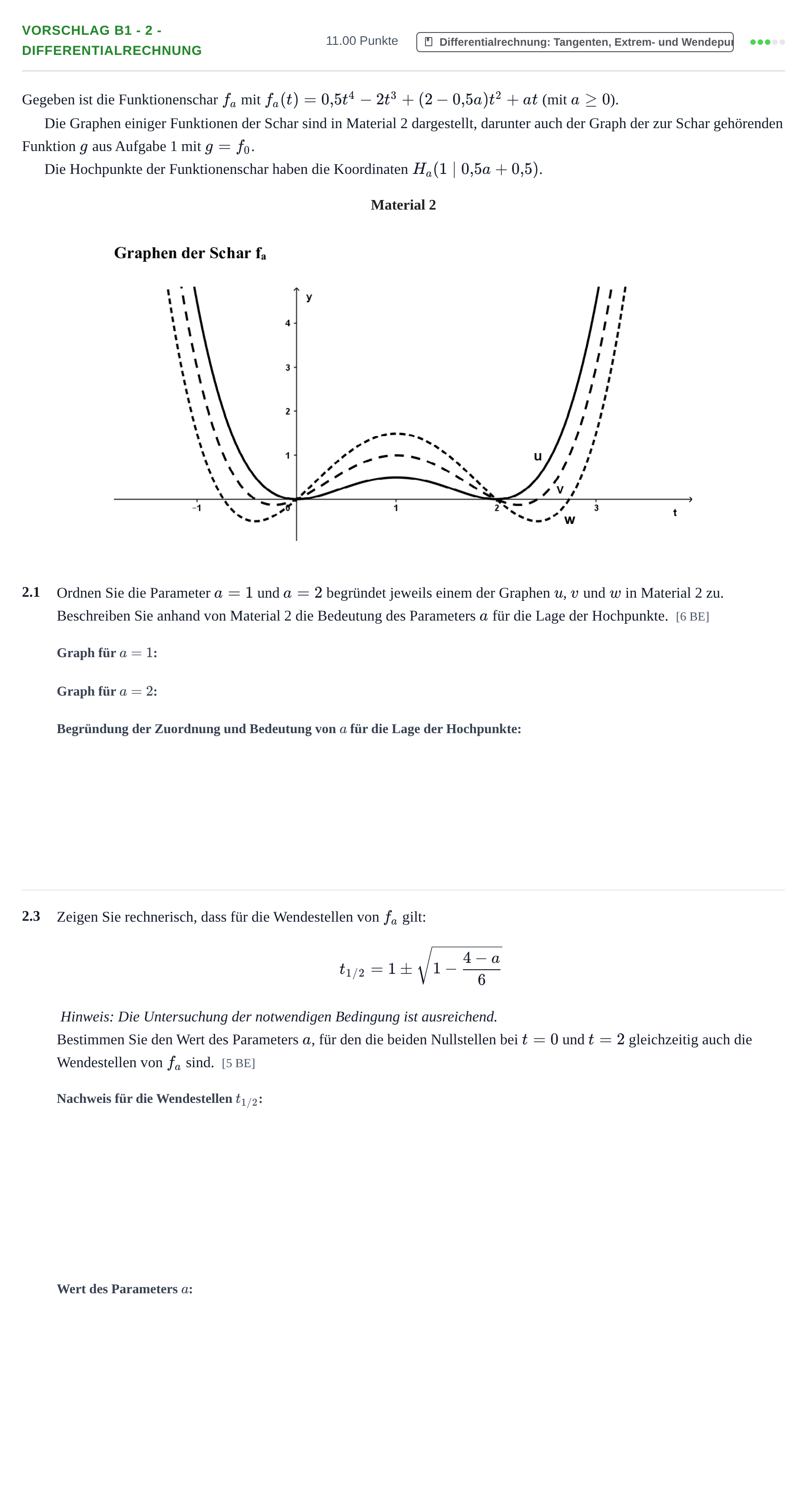 Aufgabenstellung: Aufgabe Vorschlag B1 - 2 - Differentialrechnung · Abitur Hessen Mathematik LK · Schulen für Erwachsene 2022