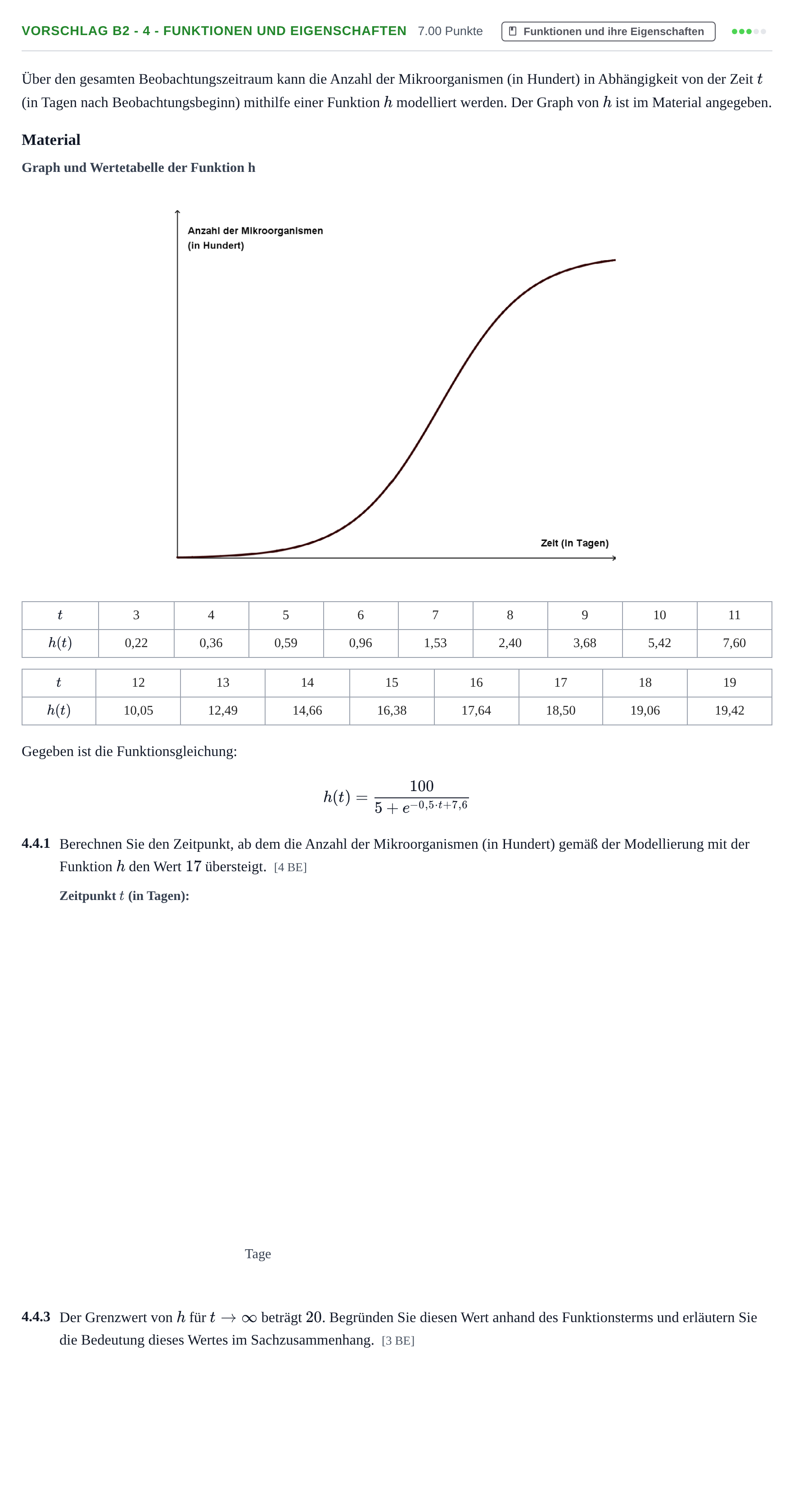 Aufgabenstellung: Aufgabe Vorschlag B2 - 4 - Funktionen und Eigenschaften · Abitur Hessen Mathematik LK · Schulen für Erwachsene 2022