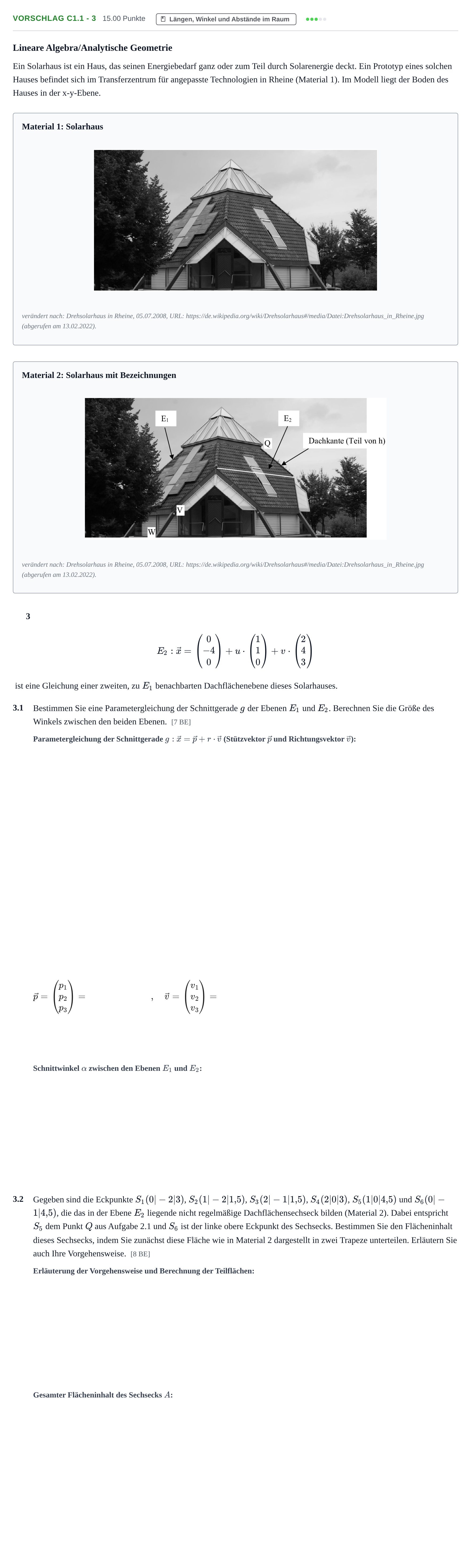 Aufgabenstellung: Aufgabe Vorschlag C1.1 - 3 · Abitur Hessen Mathematik LK · Schulen für Erwachsene 2022