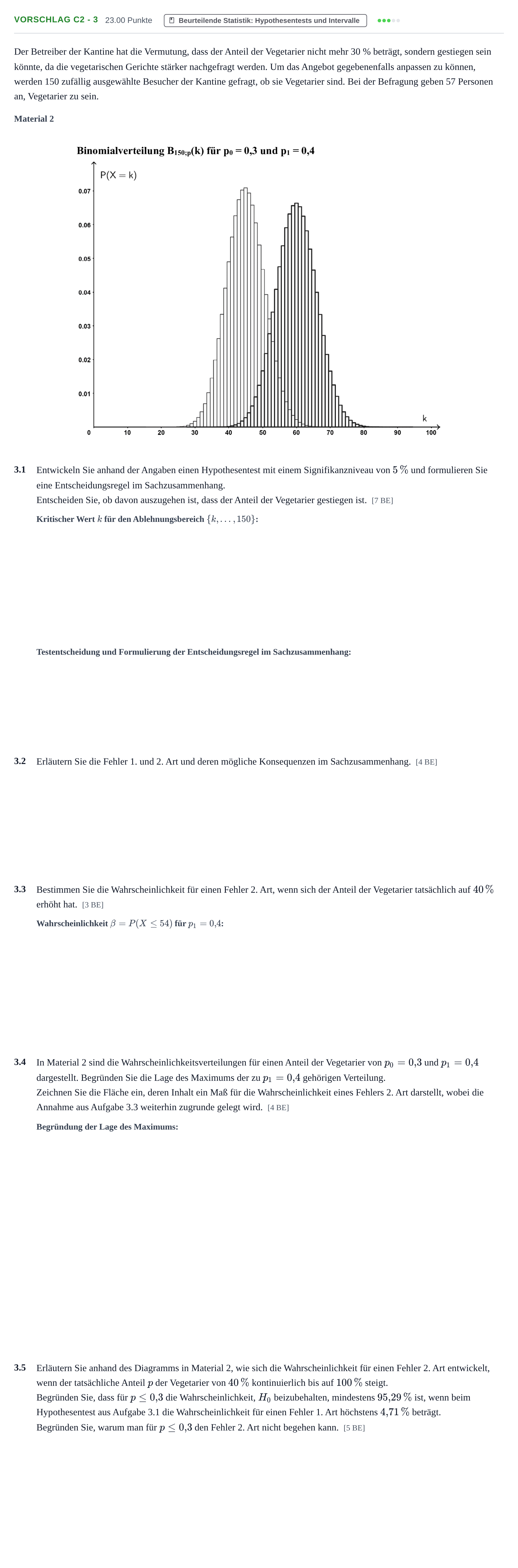 Aufgabenstellung: Aufgabe Vorschlag C2 - 3 · Abitur Hessen Mathematik LK · Schulen für Erwachsene 2022