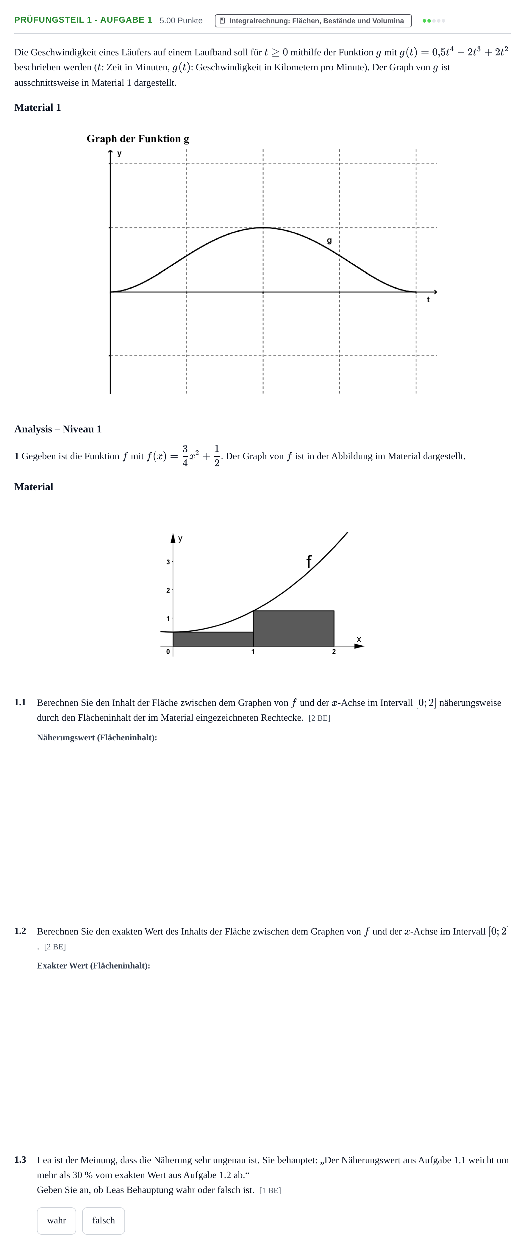 Aufgabenstellung: Prüfungsteil 1 - Aufgabe 1 · Abitur Hessen Mathematik LK · Schulen für Erwachsene 2022