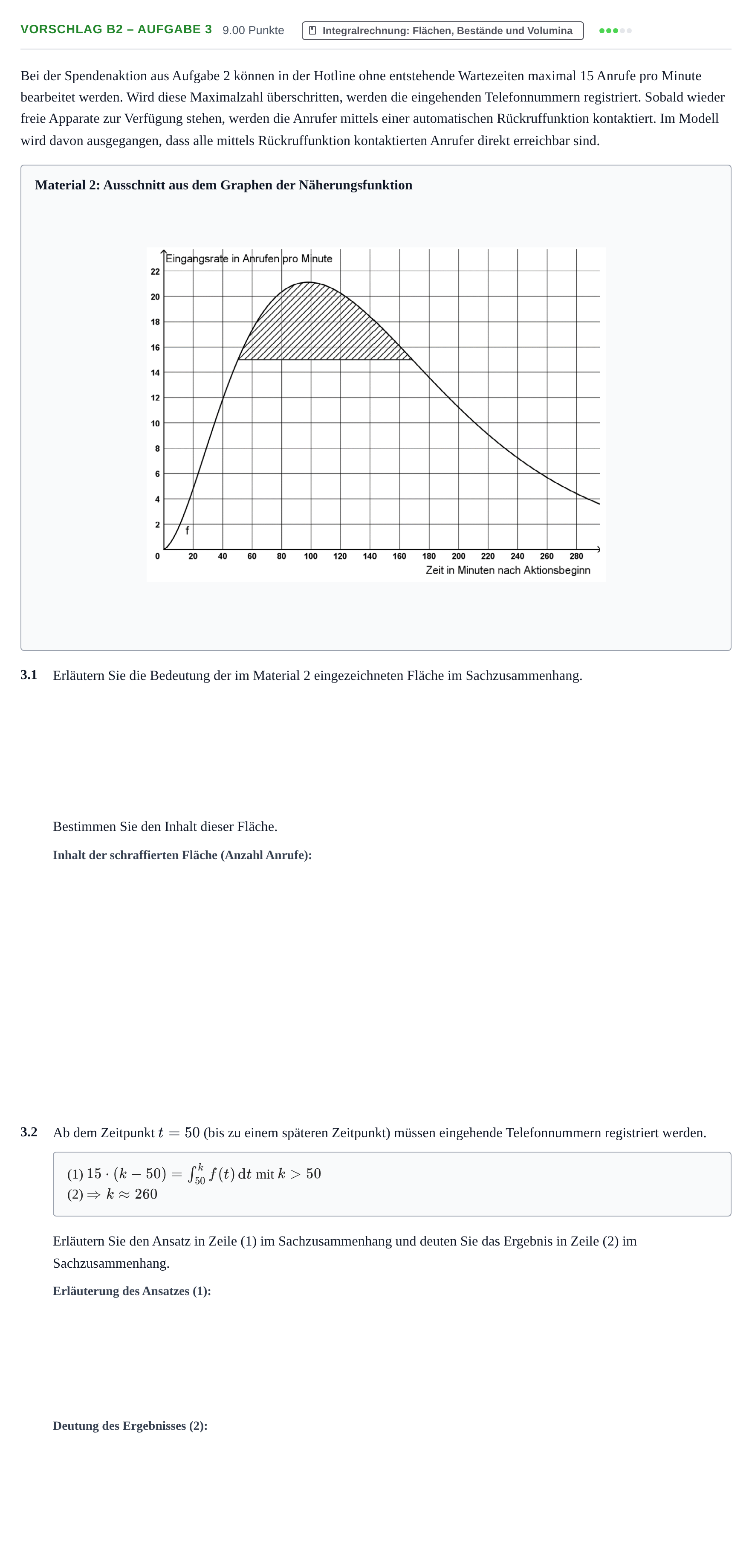 Aufgabenstellung: Aufgabe Vorschlag B2 – Aufgabe 3 · Abitur Hessen Mathematik LK · WTR 2022