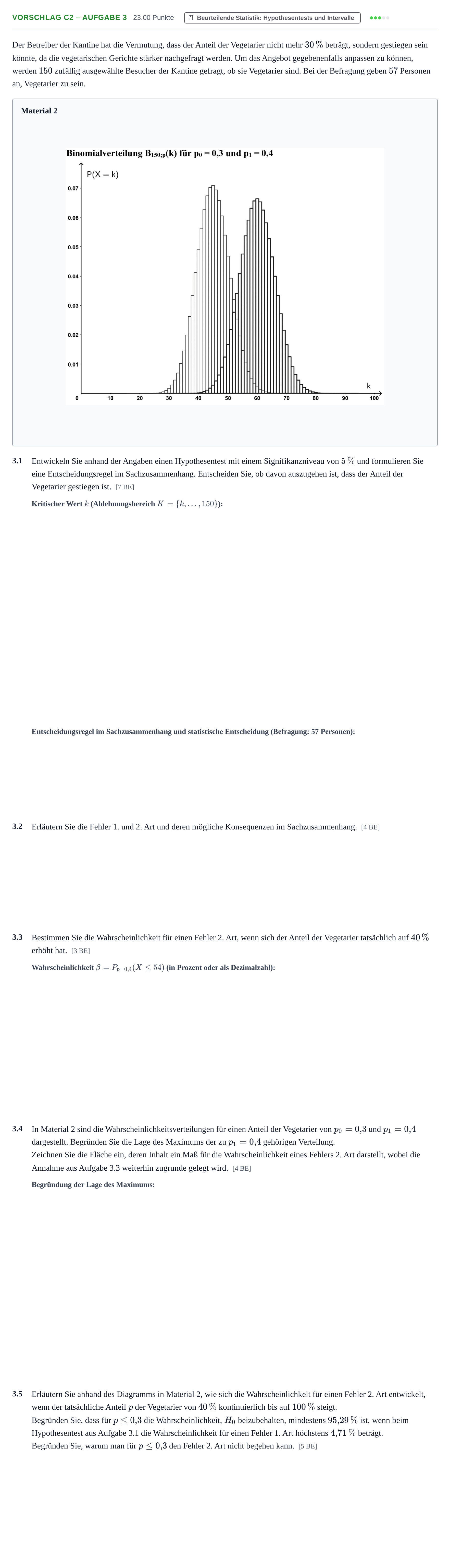 Aufgabenstellung: Aufgabe Vorschlag C2 – Aufgabe 3 · Abitur Hessen Mathematik LK · WTR 2022
