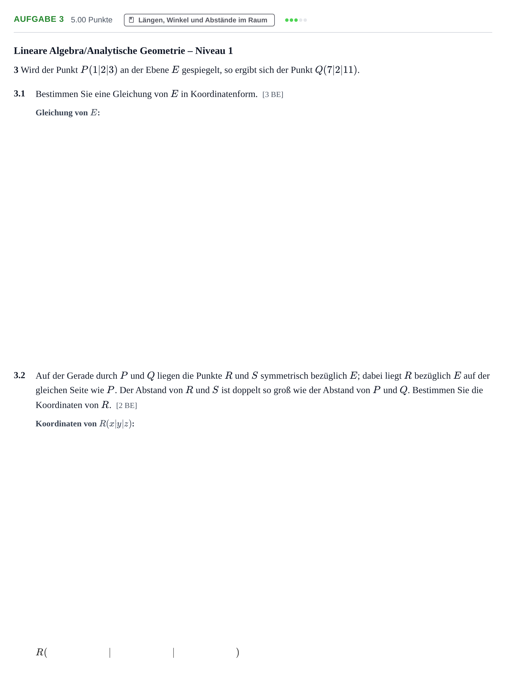Aufgabenstellung: Aufgabe 3 · Abitur Hessen Mathematik LK · WTR 2022
