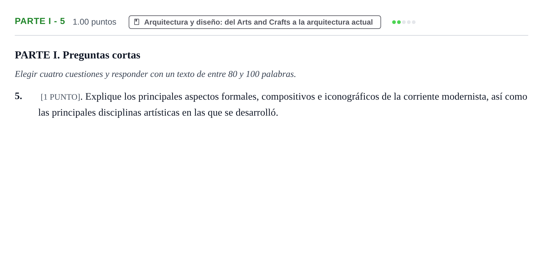 Enunciado: Ejercicio Parte I - 5 · Fundamentos Artísticos PAU Cantabria Extraordinaria 2026