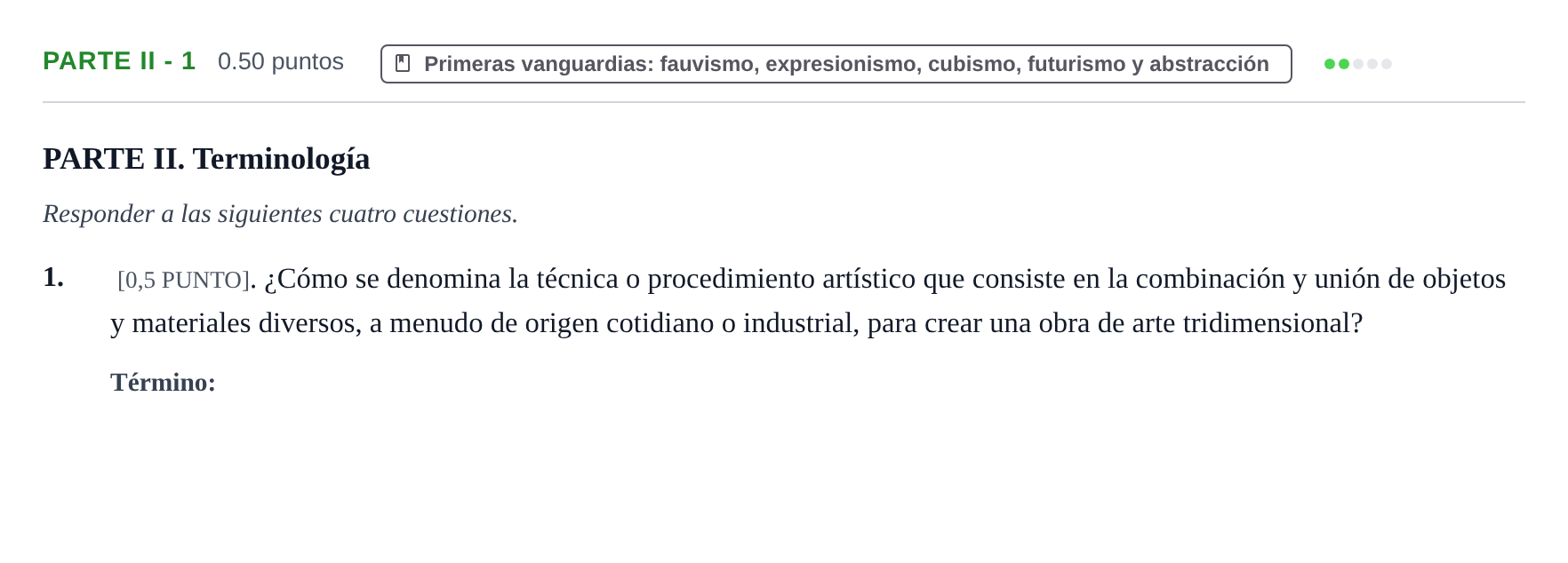 Enunciado: Ejercicio Parte II - 1 · Fundamentos Artísticos PAU Cantabria Extraordinaria 2026