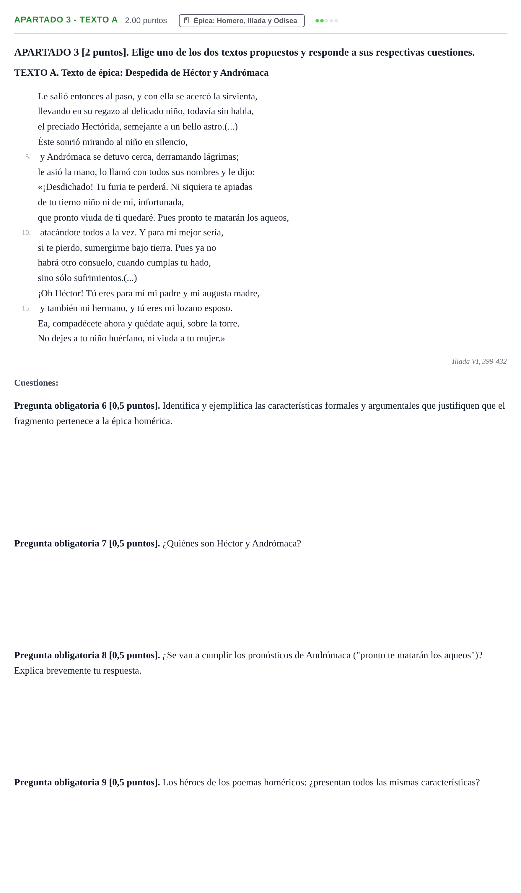 Enunciado: Apartado 3 - Texto A · Griego II PAU Cantabria Extraordinaria 2026