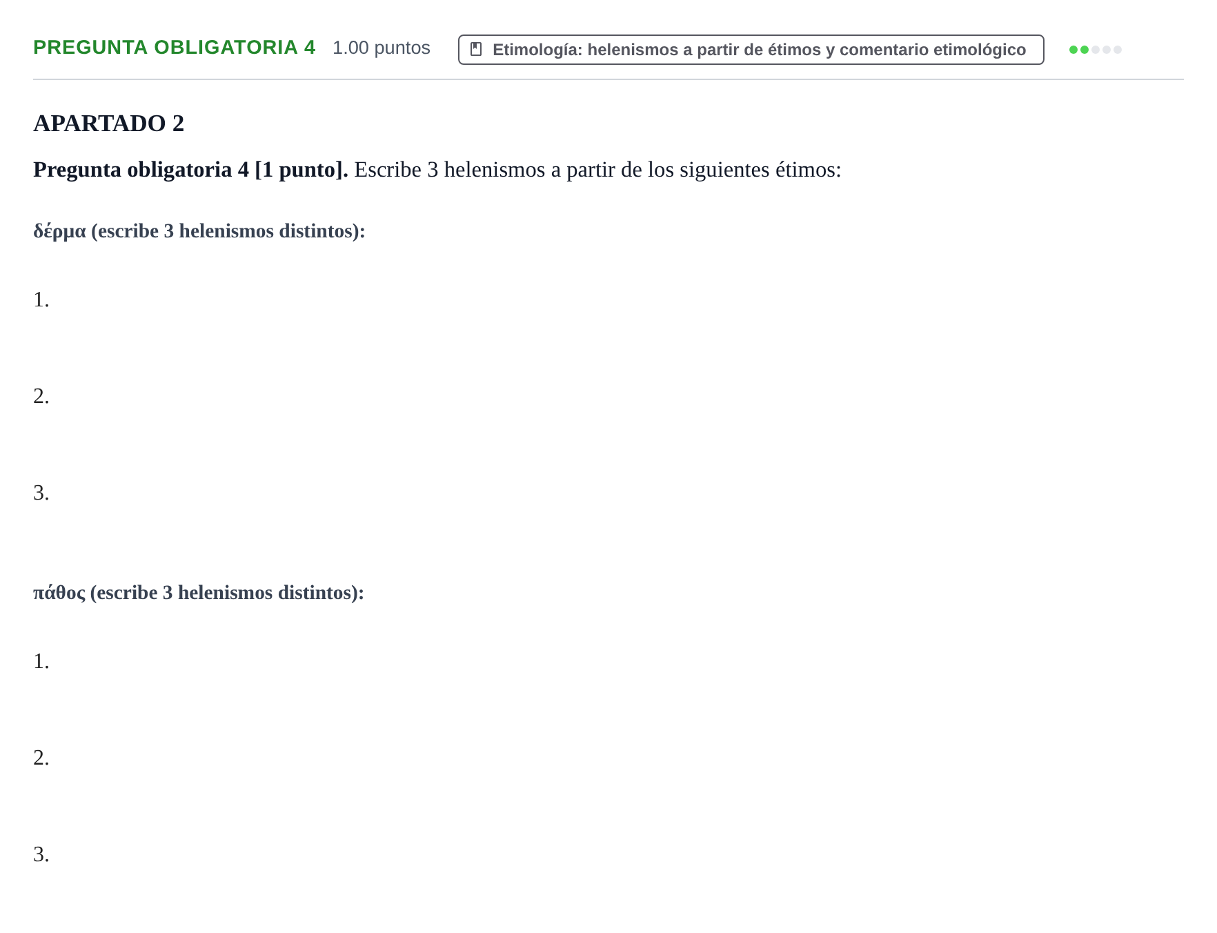 Enunciado: Pregunta obligatoria 4 · Griego II PAU Cantabria Extraordinaria 2026