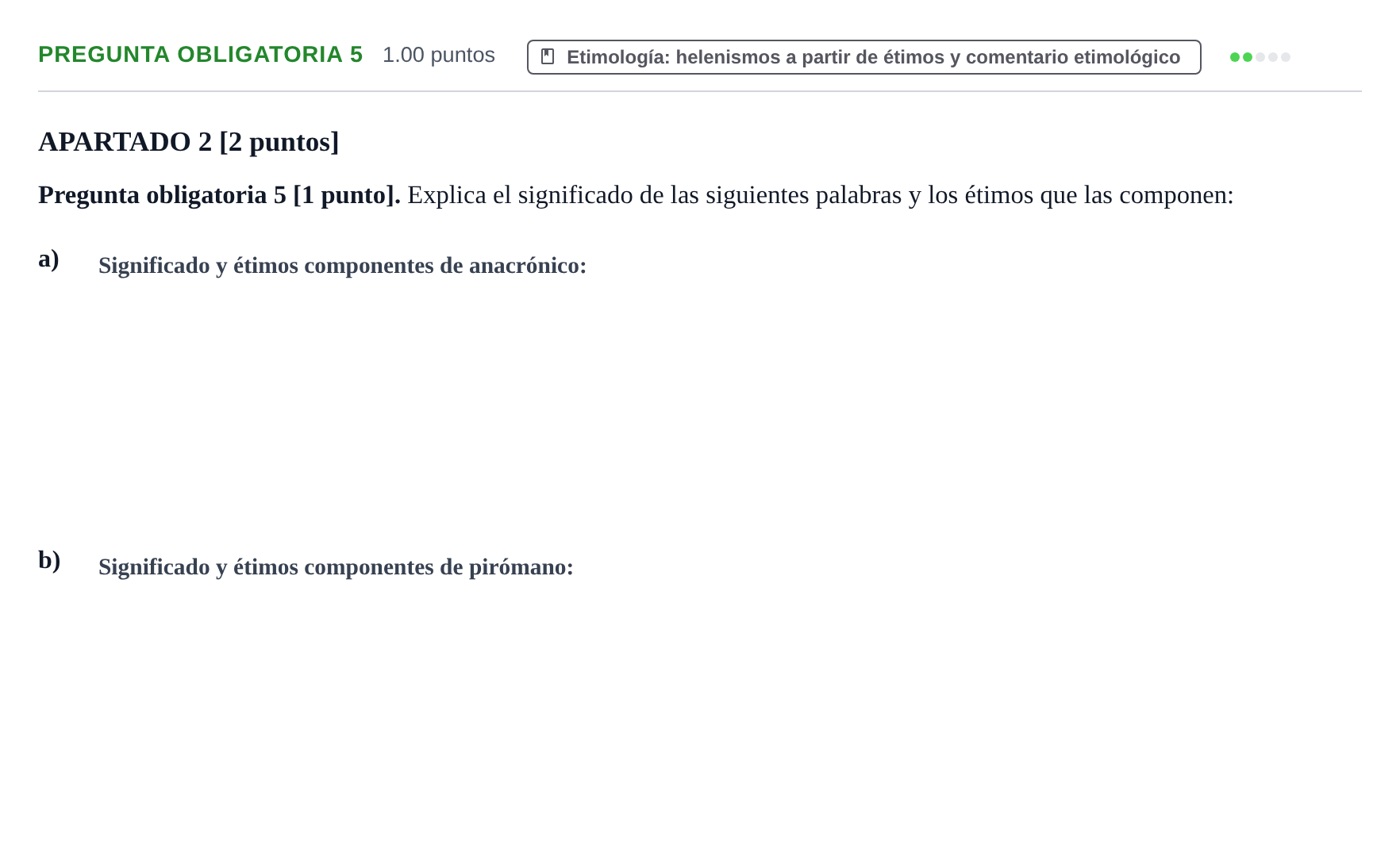 Enunciado: Pregunta obligatoria 5 · Griego II PAU Cantabria Extraordinaria 2026