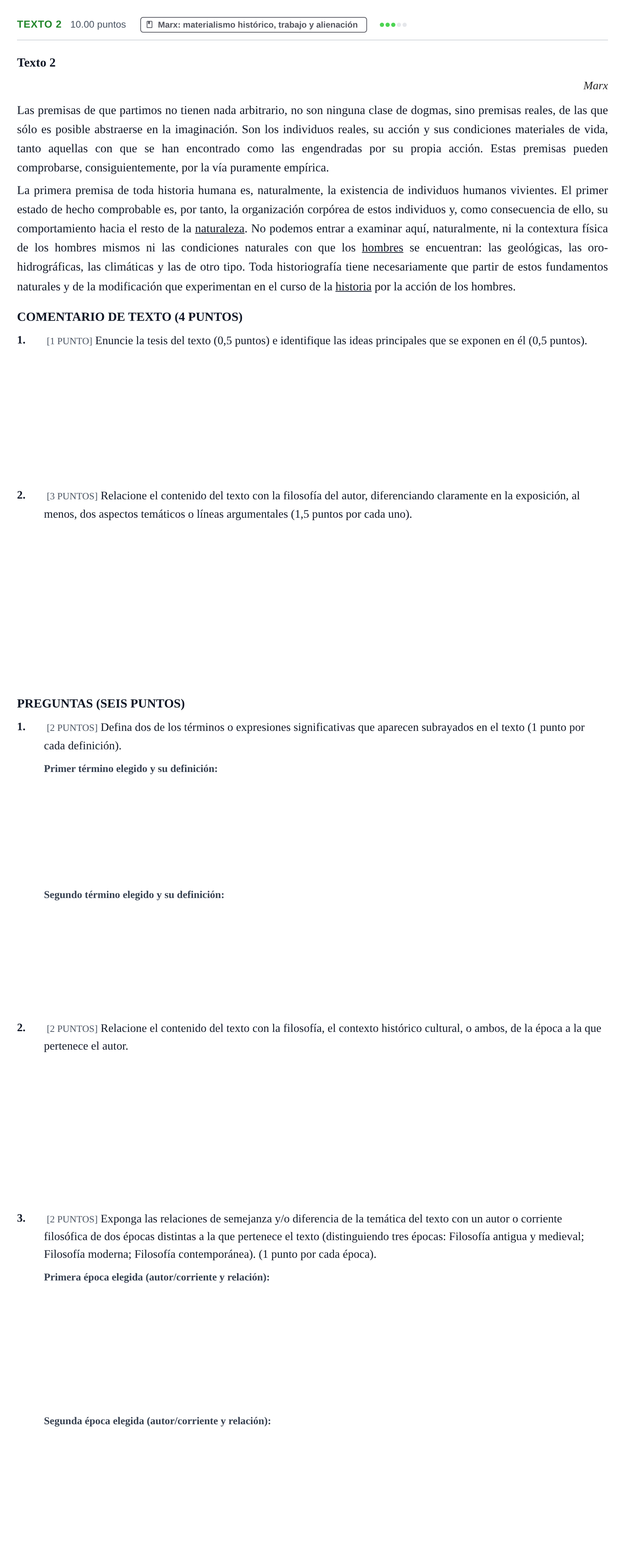 Enunciado: Ejercicio Texto 2 · Historia de la Filosofía PAU Cantabria Ordinaria 2026