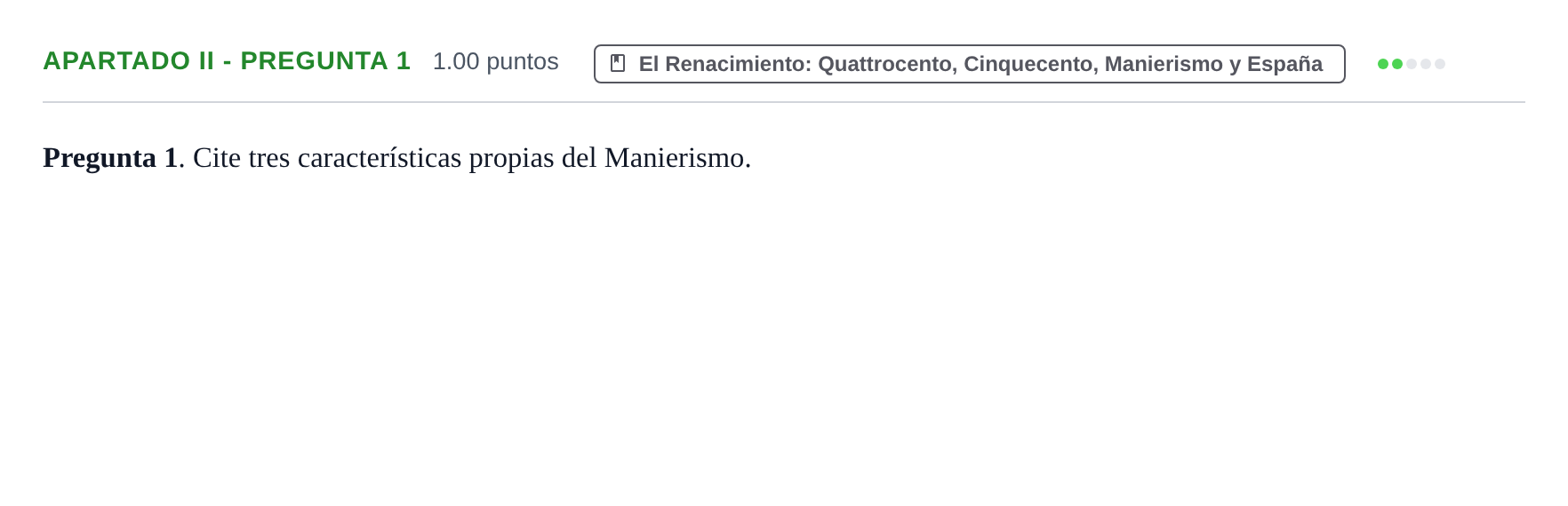 Enunciado: Apartado II - Pregunta 1 · Historia del Arte PAU Cantabria Extraordinaria 2026