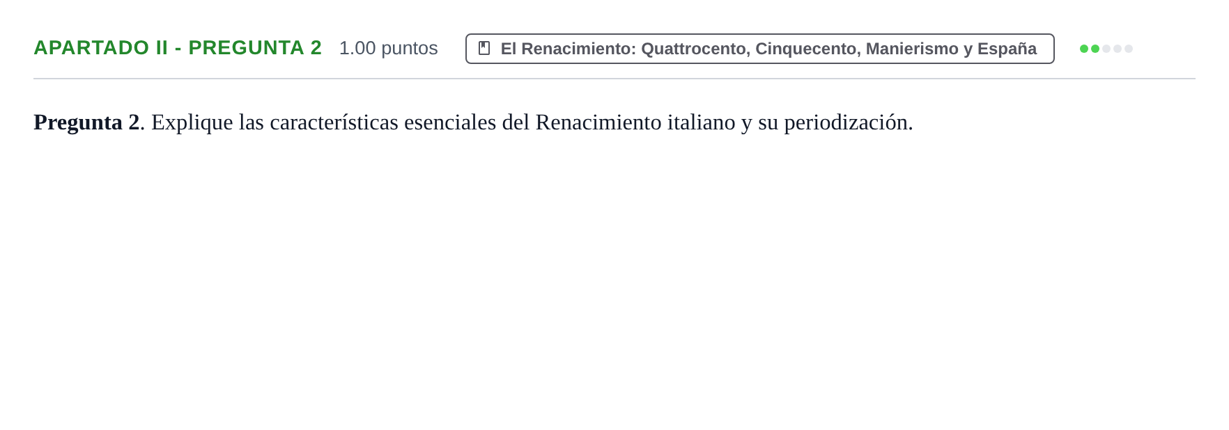 Enunciado: Apartado II - Pregunta 2 · Historia del Arte PAU Cantabria Extraordinaria 2026